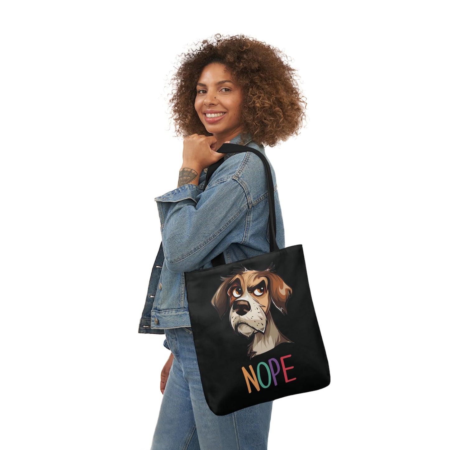 Cute Funny Dog Tote Bag - No Nonsense, just a simple "NOPE" on your Carry All Tote Bag - FlooredByArt