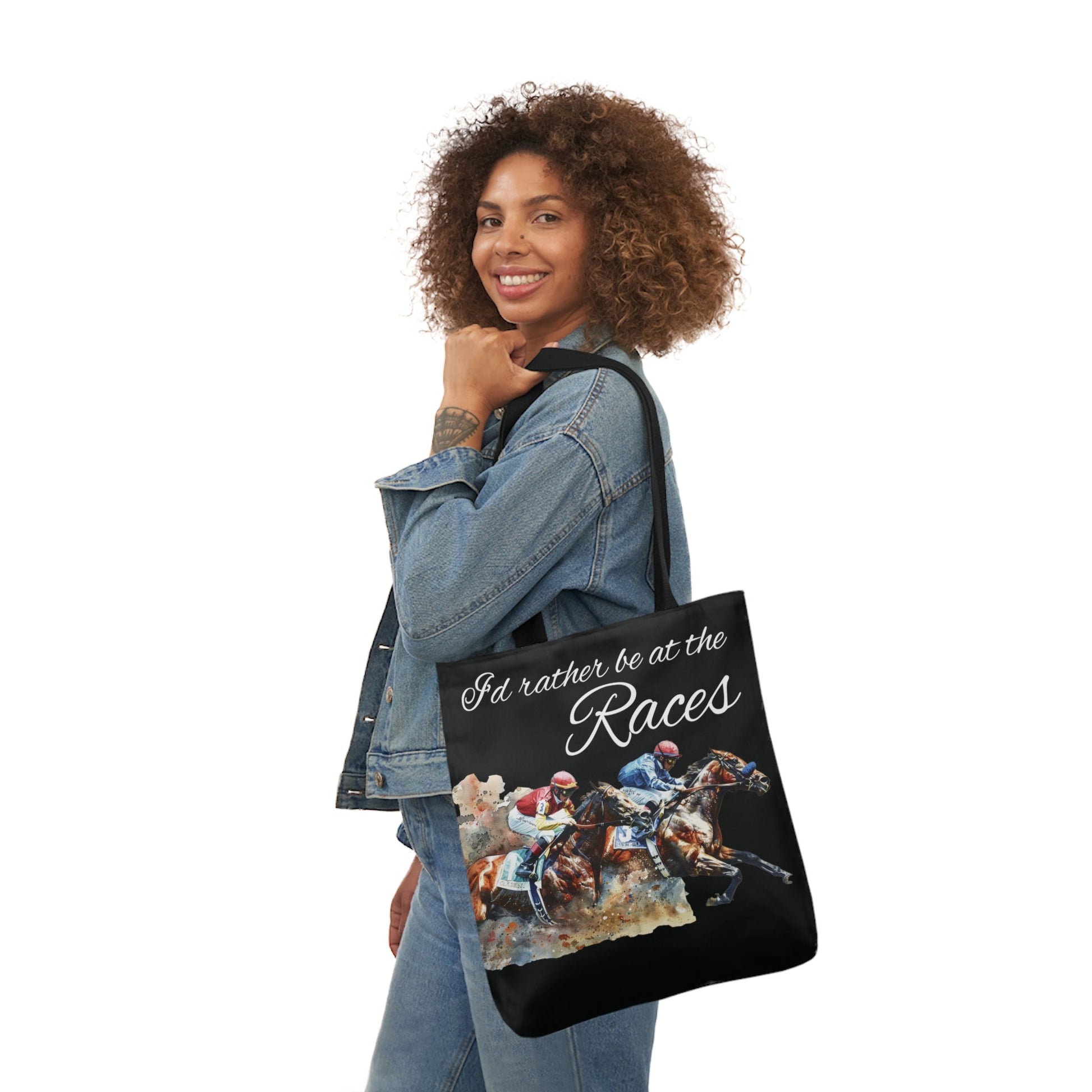 Cute Horse Racing Tote Bag - I'd Rather Be At the Races Carry All Tote Bag - FlooredByArt