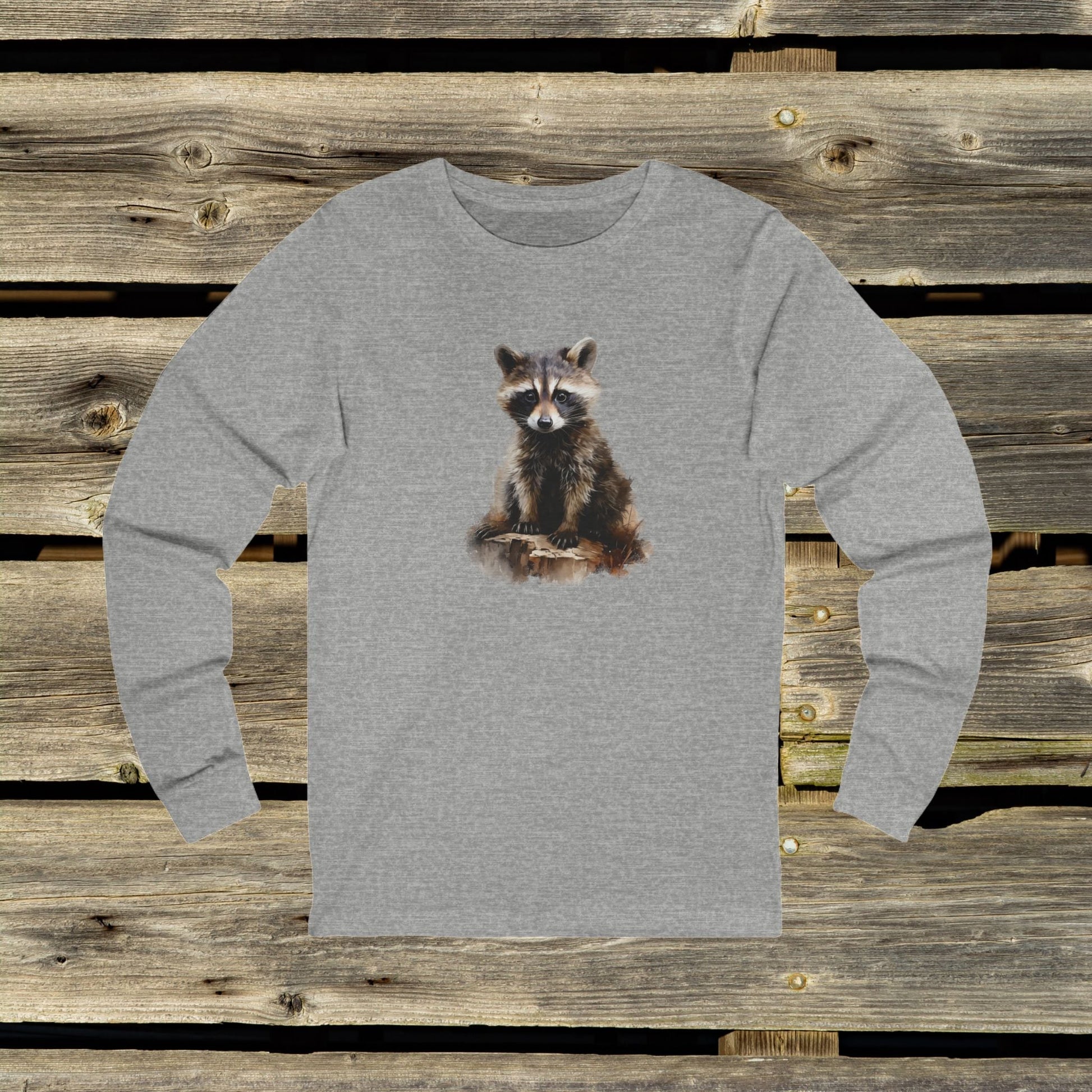 Cute Raccoon Unisex Long Sleeve Tee - Perfect for Animal Lovers and Outdoor Enthusiasts - FlooredByArt
