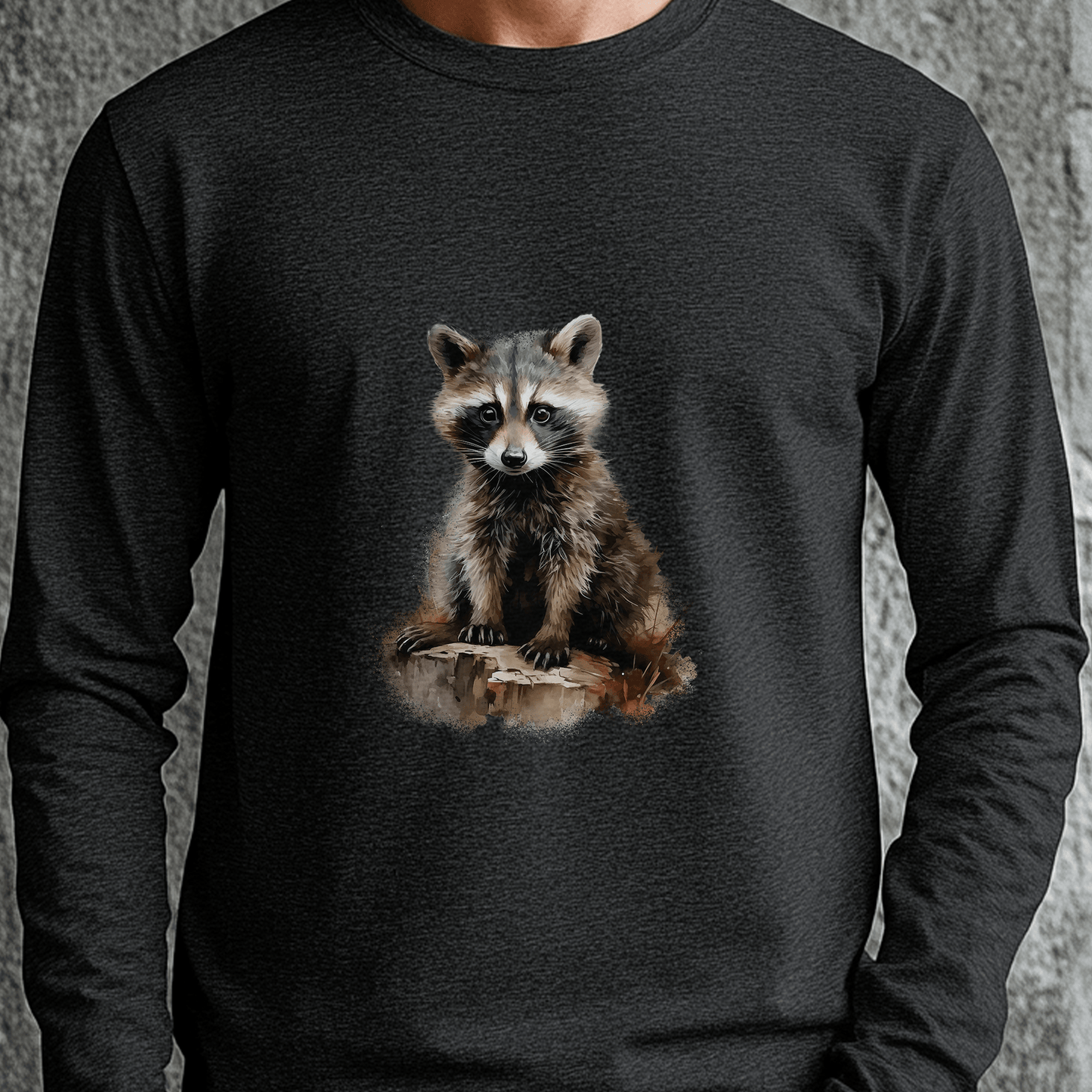 Cute Raccoon Unisex Long Sleeve Tee - Perfect for Animal Lovers and Outdoor Enthusiasts - FlooredByArt