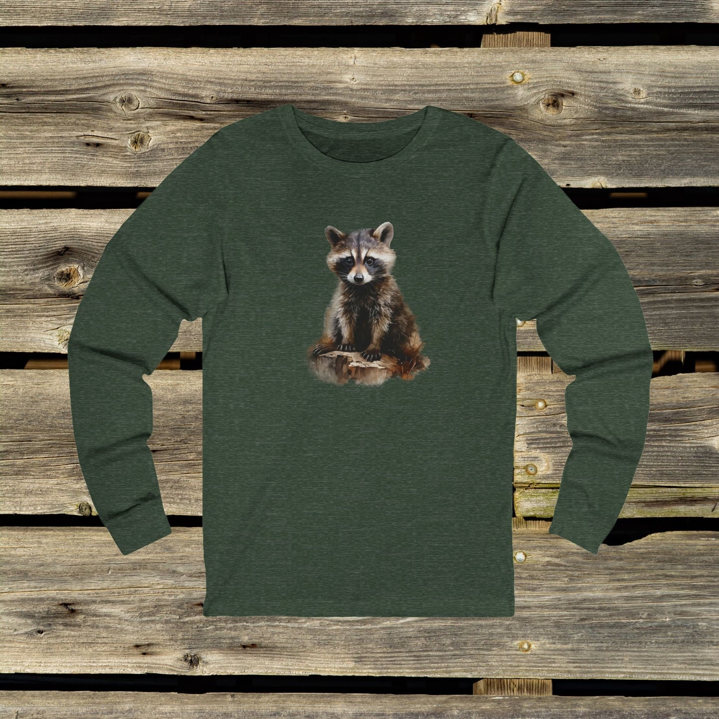 Cute Raccoon Unisex Long Sleeve Tee - Perfect for Animal Lovers and Outdoor Enthusiasts - FlooredByArt