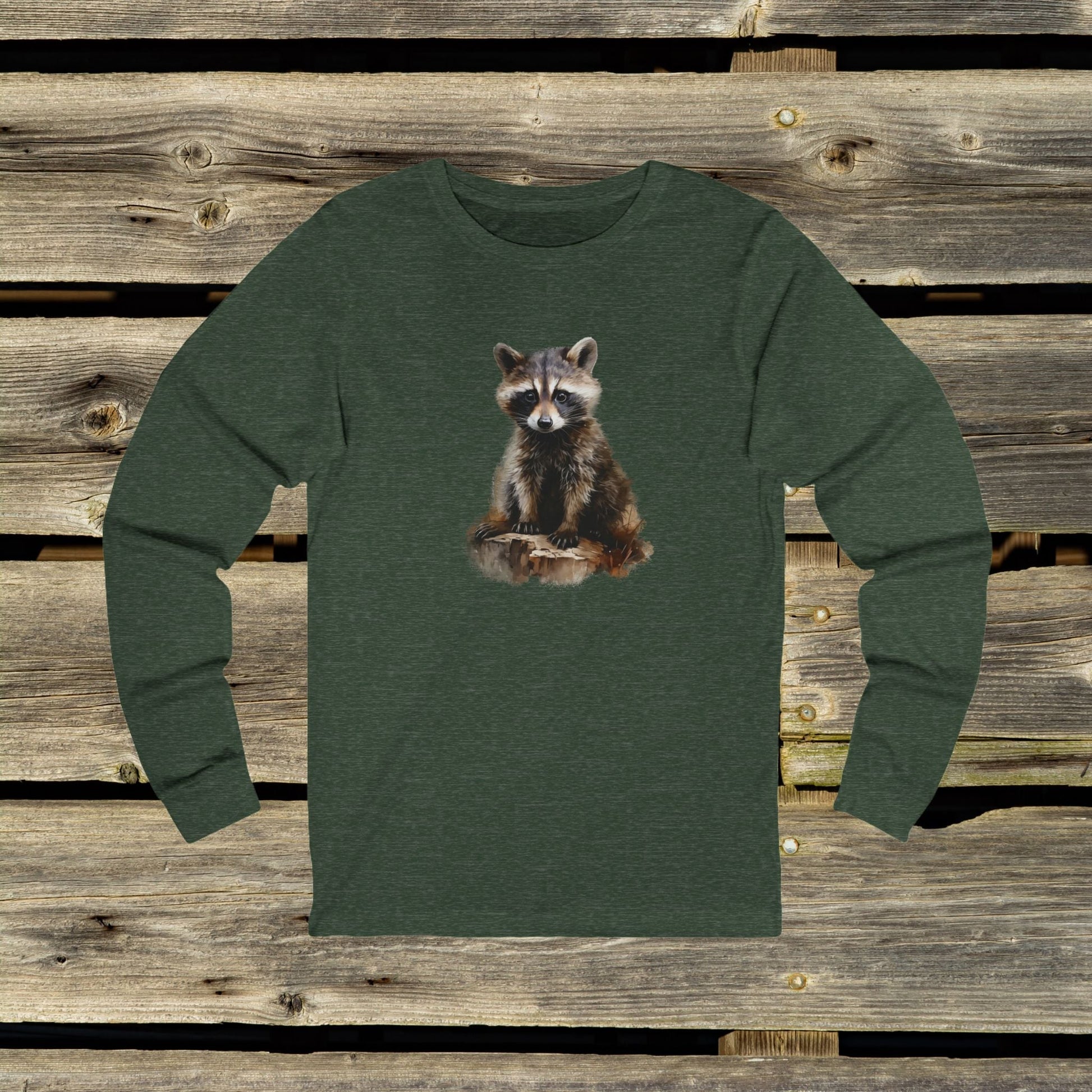 Cute Raccoon Unisex Long Sleeve Tee - Perfect for Animal Lovers and Outdoor Enthusiasts - FlooredByArt