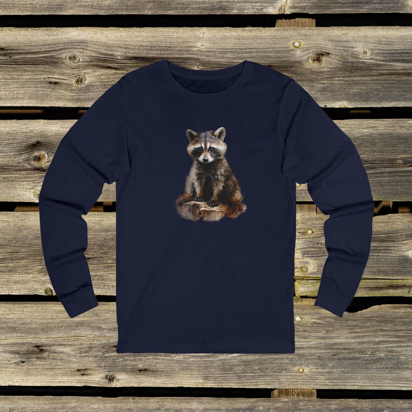 Cute Raccoon Unisex Long Sleeve Tee - Perfect for Animal Lovers and Outdoor Enthusiasts - FlooredByArt