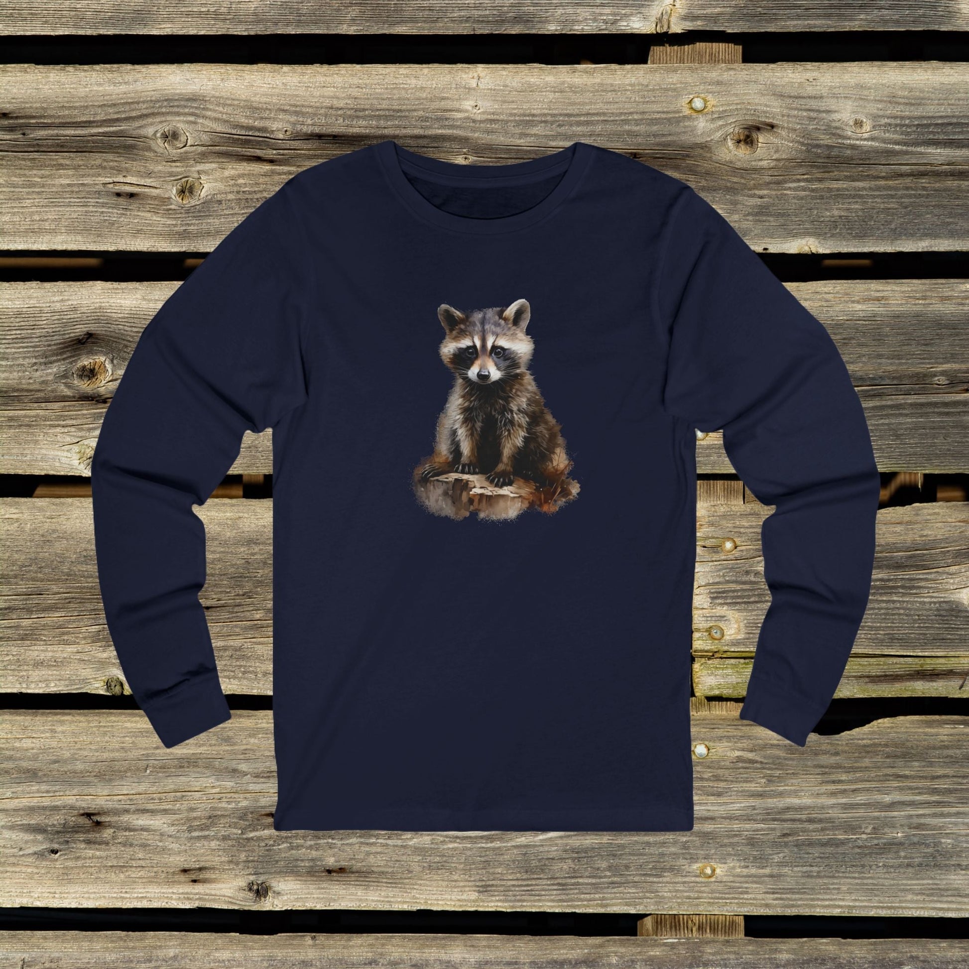 Cute Raccoon Unisex Long Sleeve Tee - Perfect for Animal Lovers and Outdoor Enthusiasts - FlooredByArt