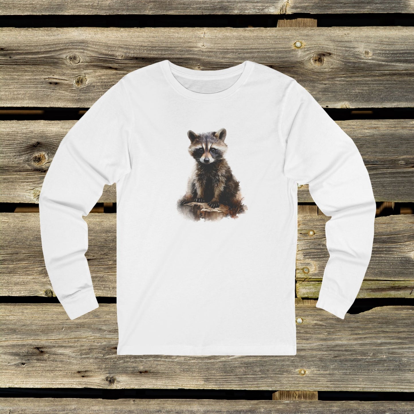 Cute Raccoon Unisex Long Sleeve Tee - Perfect for Animal Lovers and Outdoor Enthusiasts - FlooredByArt