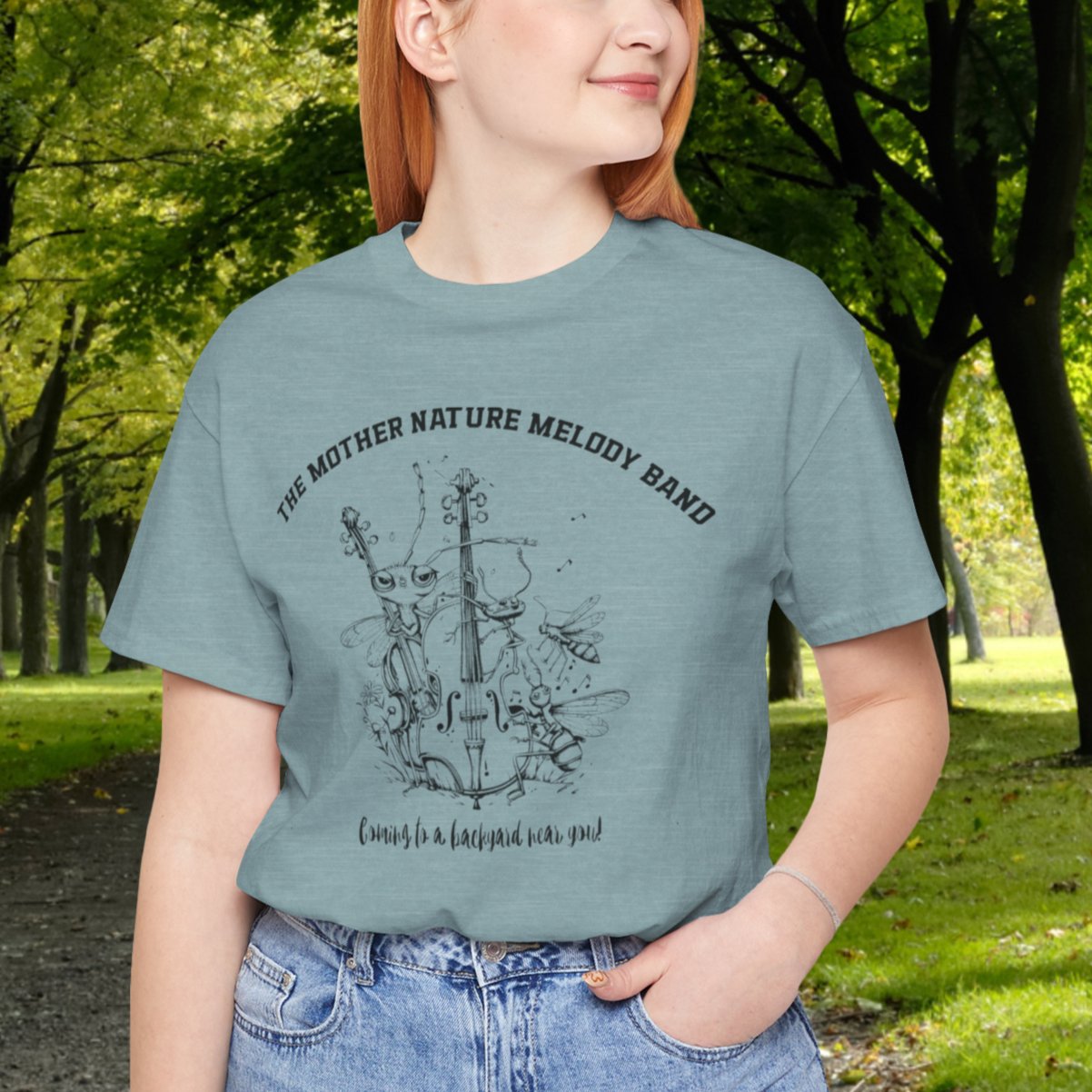 Cute Whimsical Meadow Insect Band T-shirt! "The Mother Nature Melody Band", Cartoon - FlooredByArt