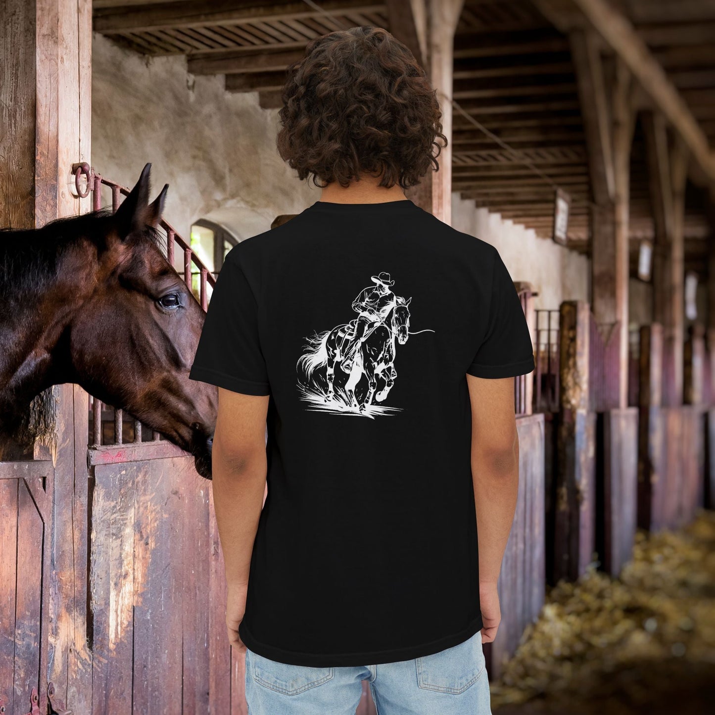 Cutting Horse Pocket T-Shirt – Comfort Colors Cowboy Rancher Art Tee - FlooredByArt