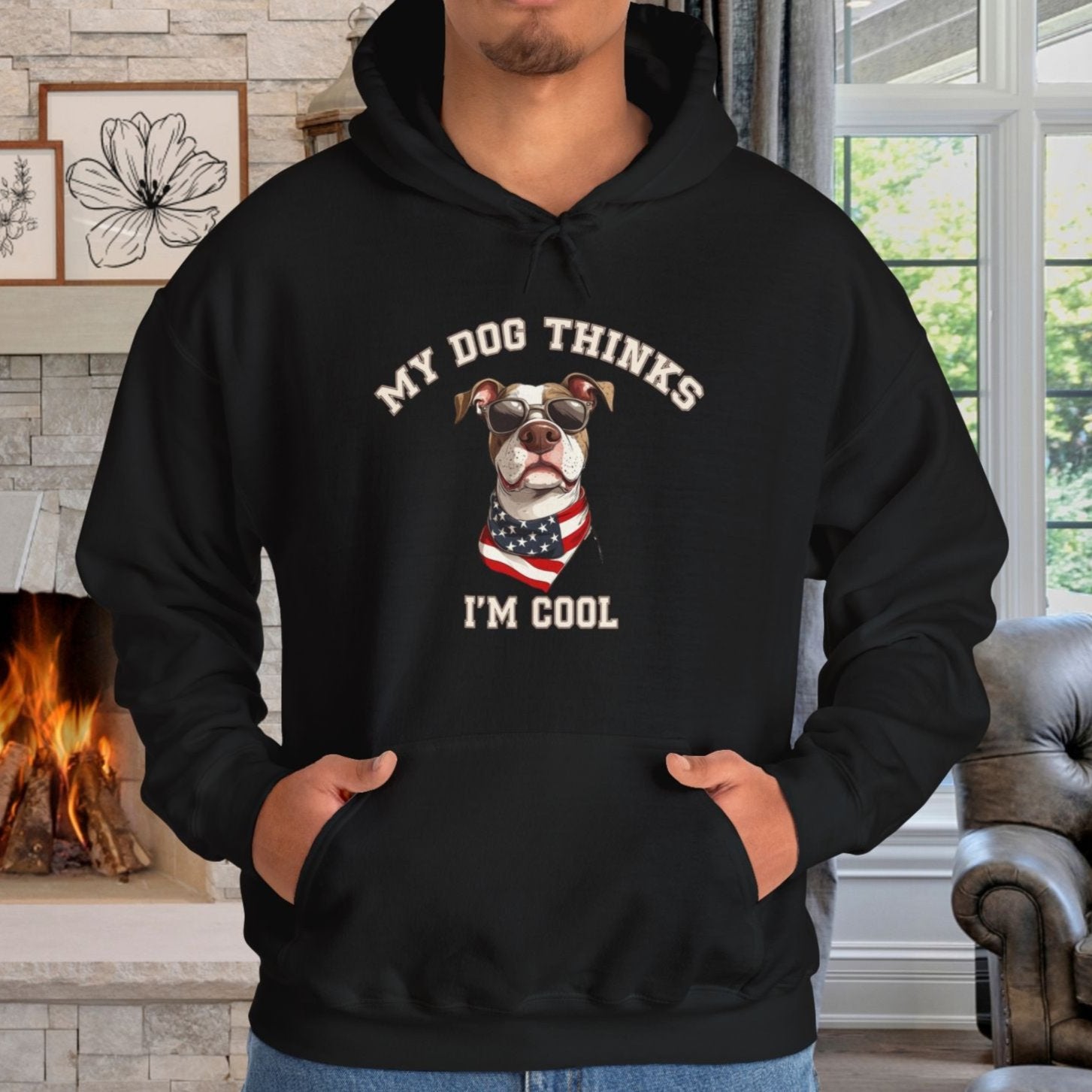 Dog Hoodie Sweatshirt, My Dog Thinks I'm Cool, Gift for Dog Lover, Dog Person Sweatshirt - FlooredByArt