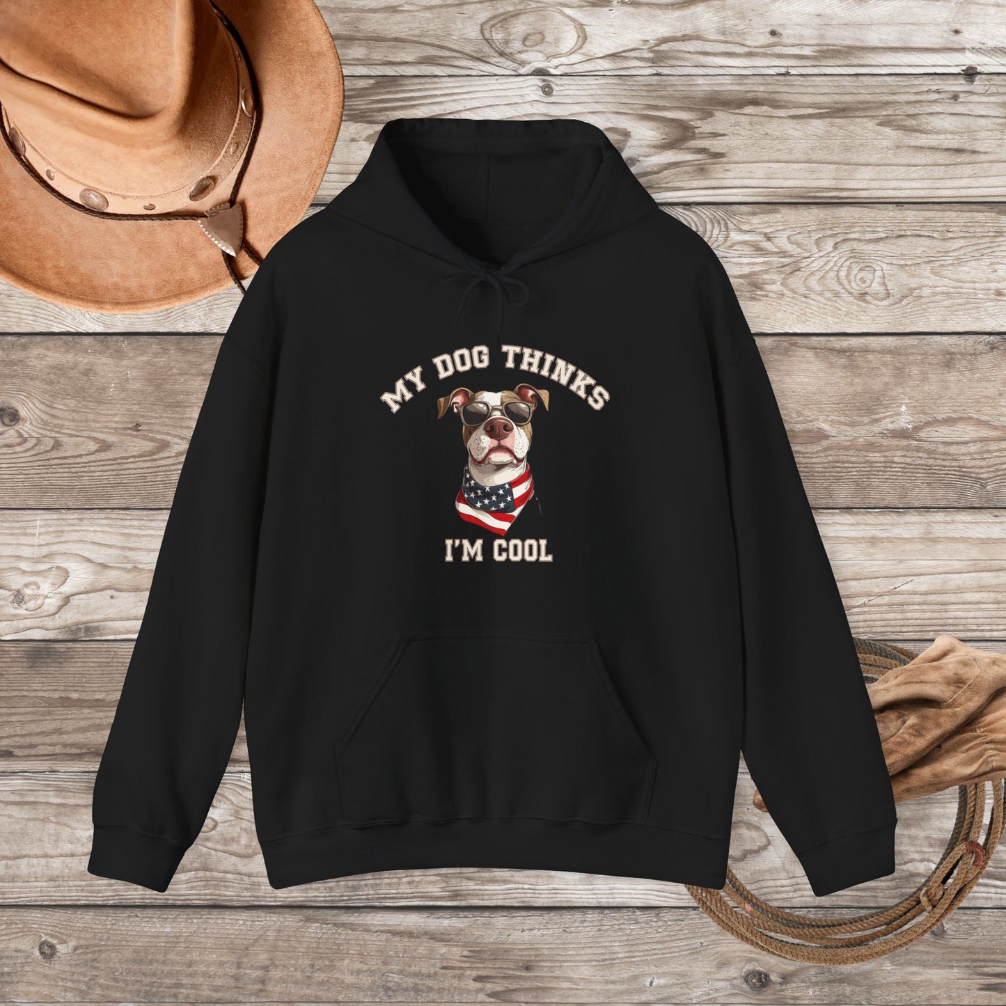 Dog Hoodie Sweatshirt, My Dog Thinks I'm Cool, Gift for Dog Lover, Dog Person Sweatshirt - FlooredByArt