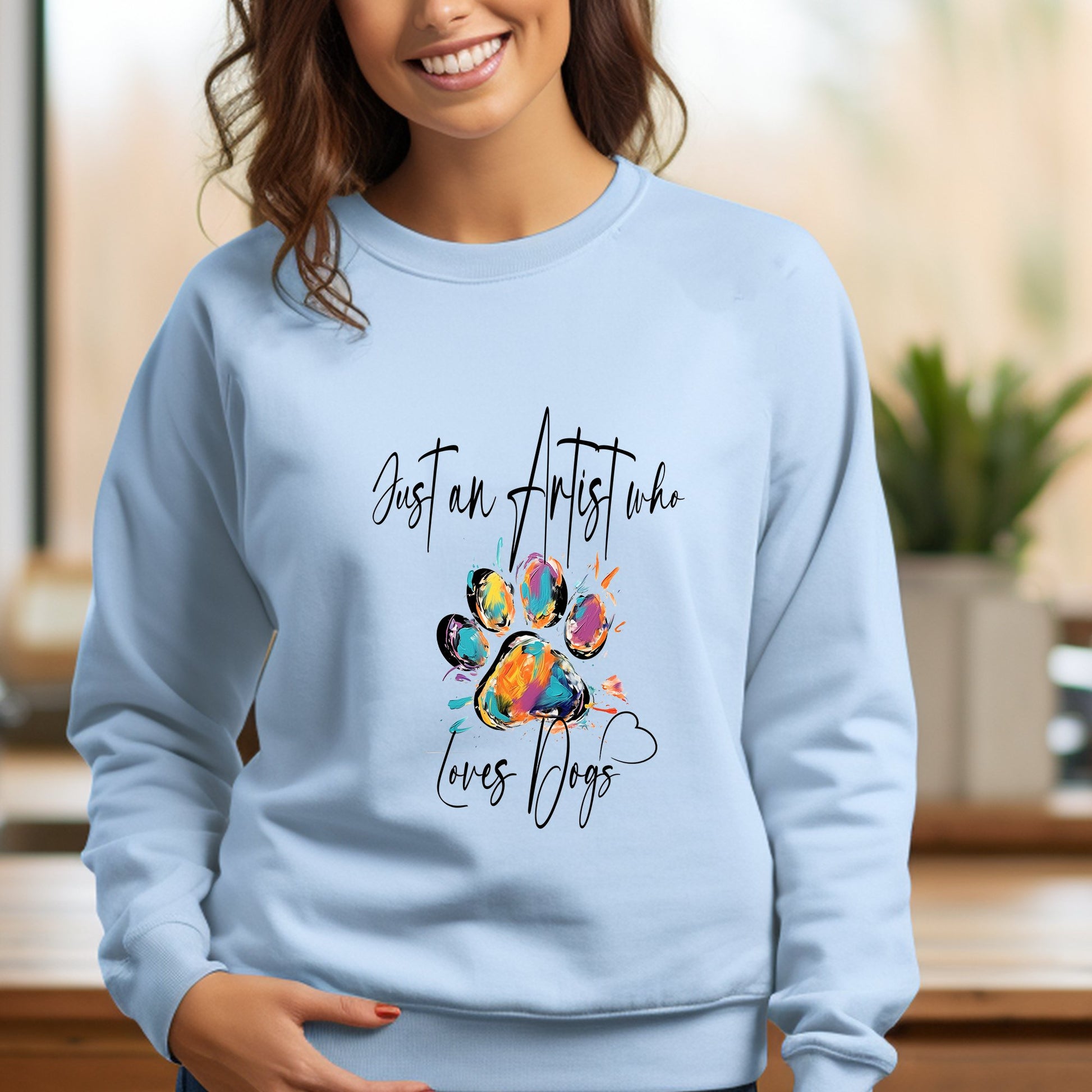 Dog Lover Sweatshirt, Art and Dog Lover / Names on Sleeve - FlooredByArt