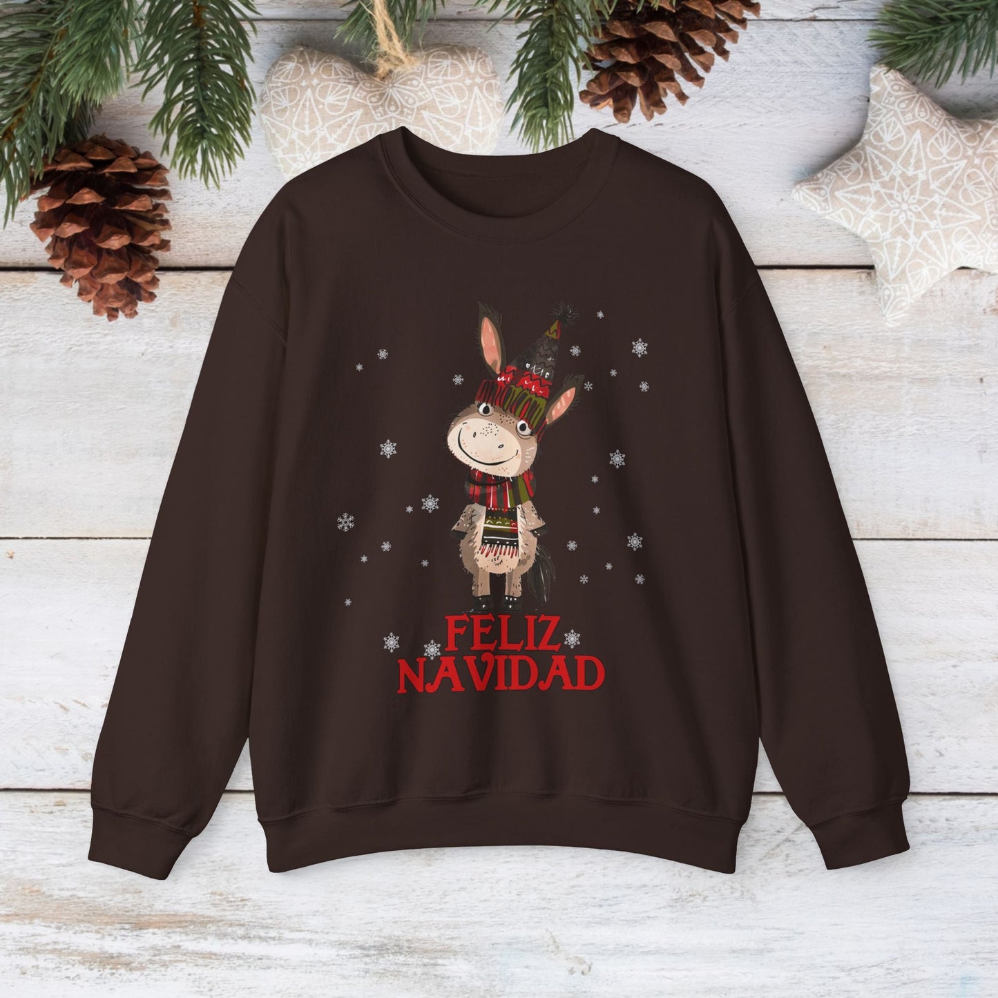 Donkey Christmas Sweatshirt Shirt, Feliz Navidad Donkey Shirt Gift, Cute Spanish Burro - FlooredByArt