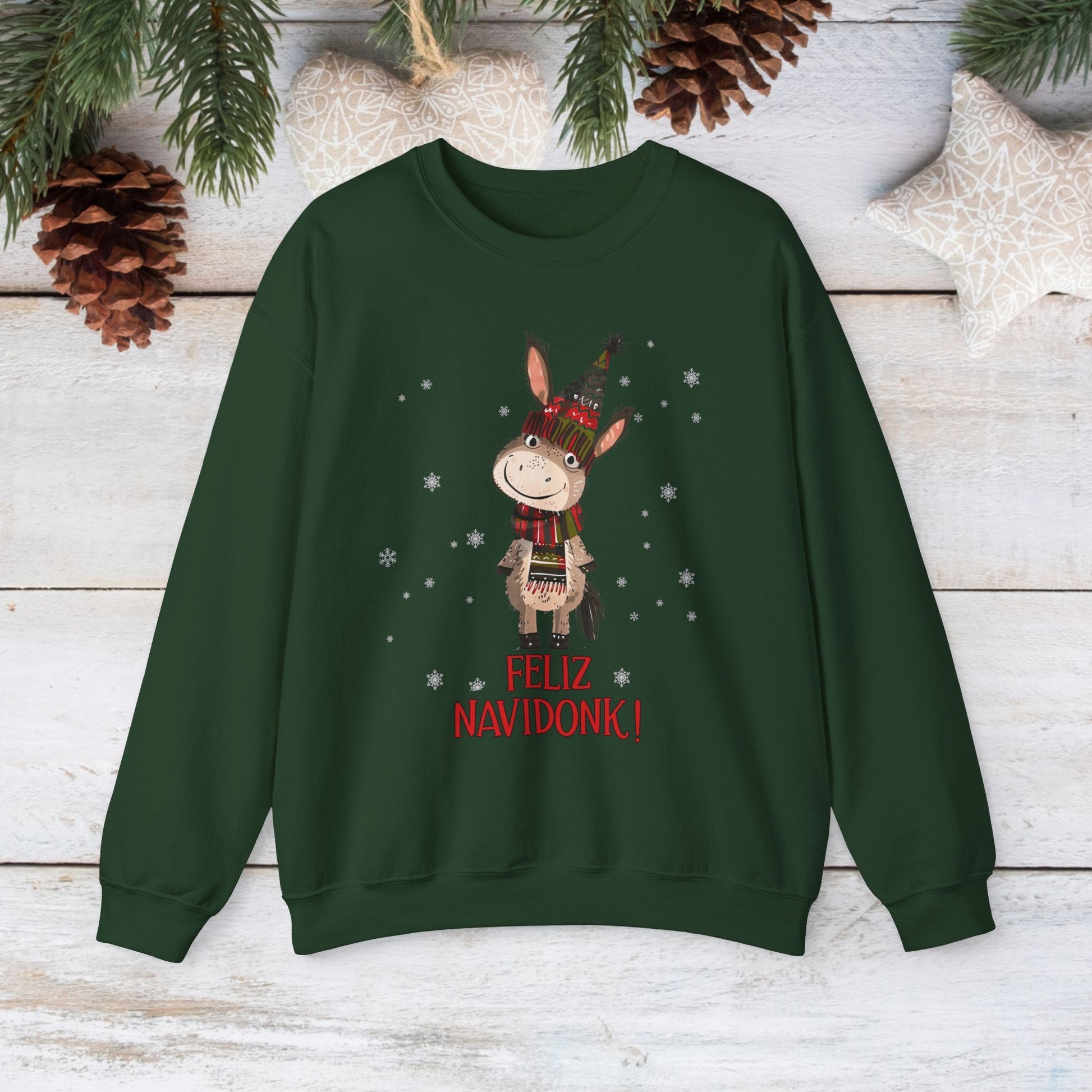 Donkey Christmas Sweatshirt Shirt, Feliz Navidonk Donkey Shirt Gift, Cute Spanish Burro - FlooredByArt