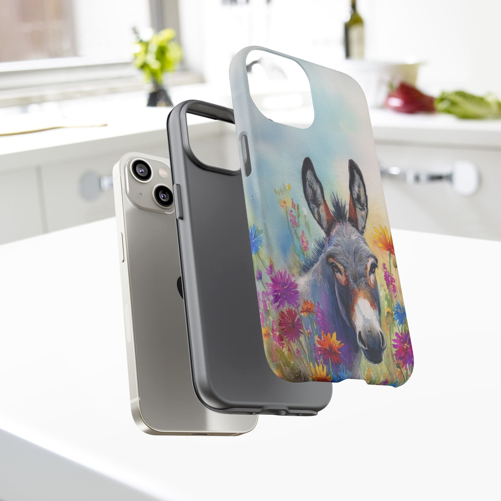 Donkey iPhone Case - Cute Floral Phone Cover, Two Layer Tough Phone Case - FlooredByArt