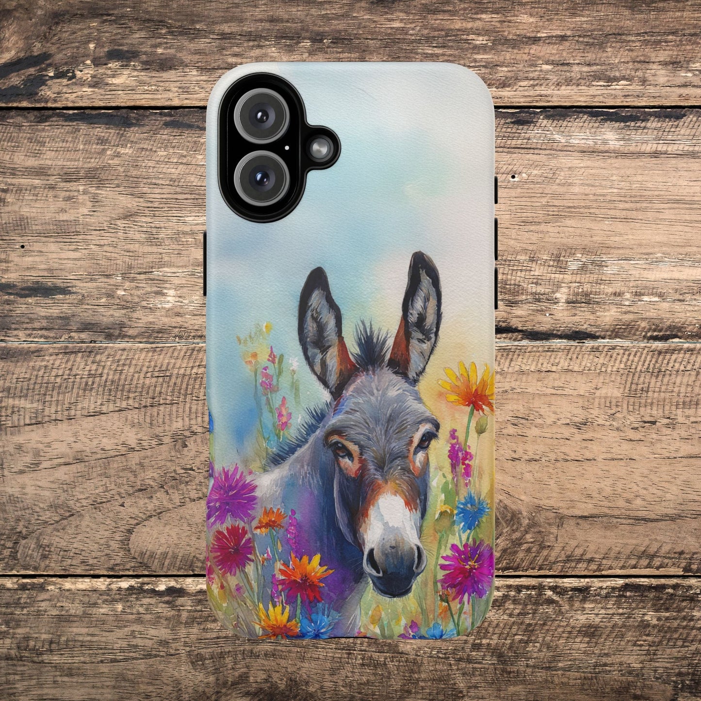 Donkey iPhone Case - Cute Floral Phone Cover, Two Layer Tough Phone Case - FlooredByArt