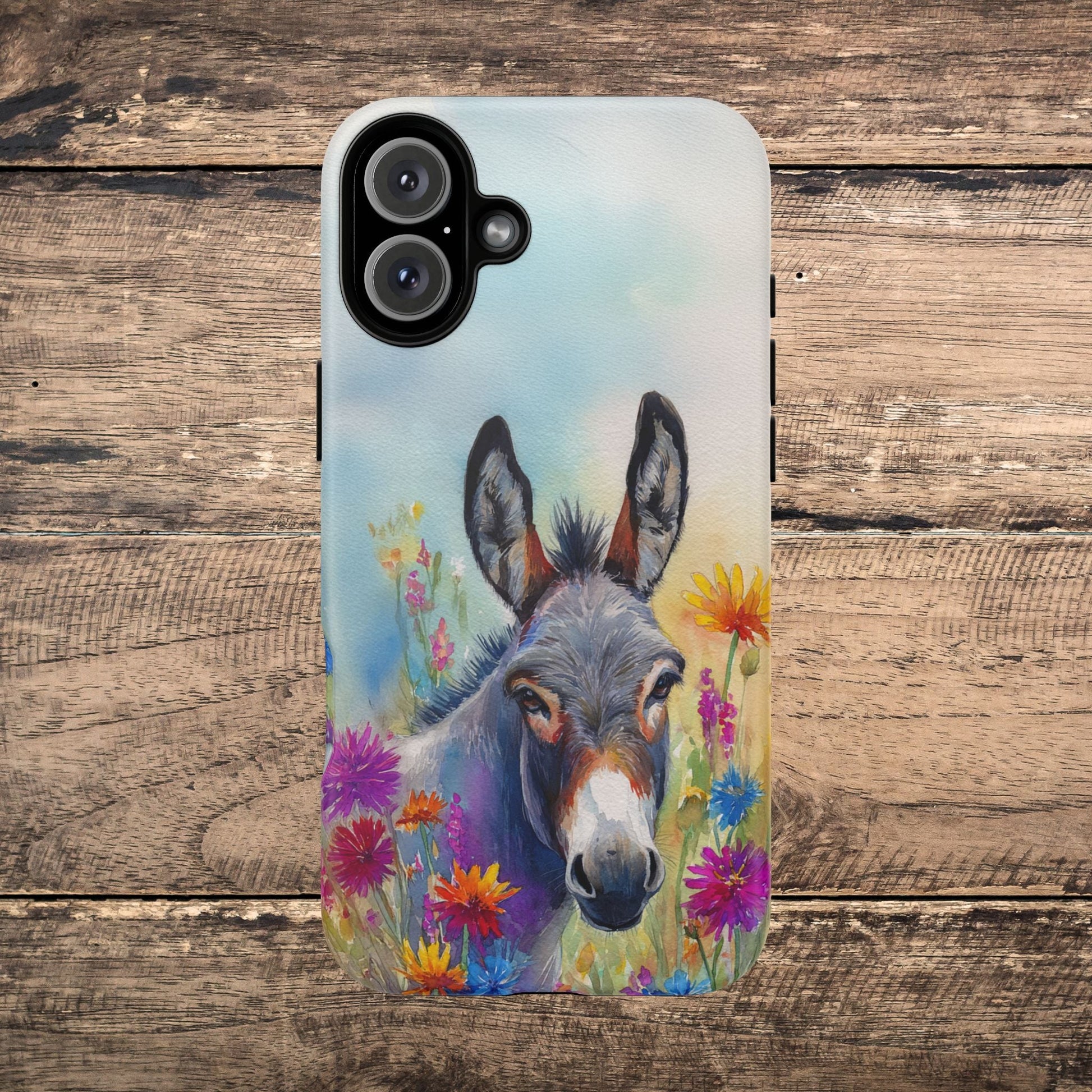 Donkey iPhone Case - Cute Floral Phone Cover, Two Layer Tough Phone Case - FlooredByArt