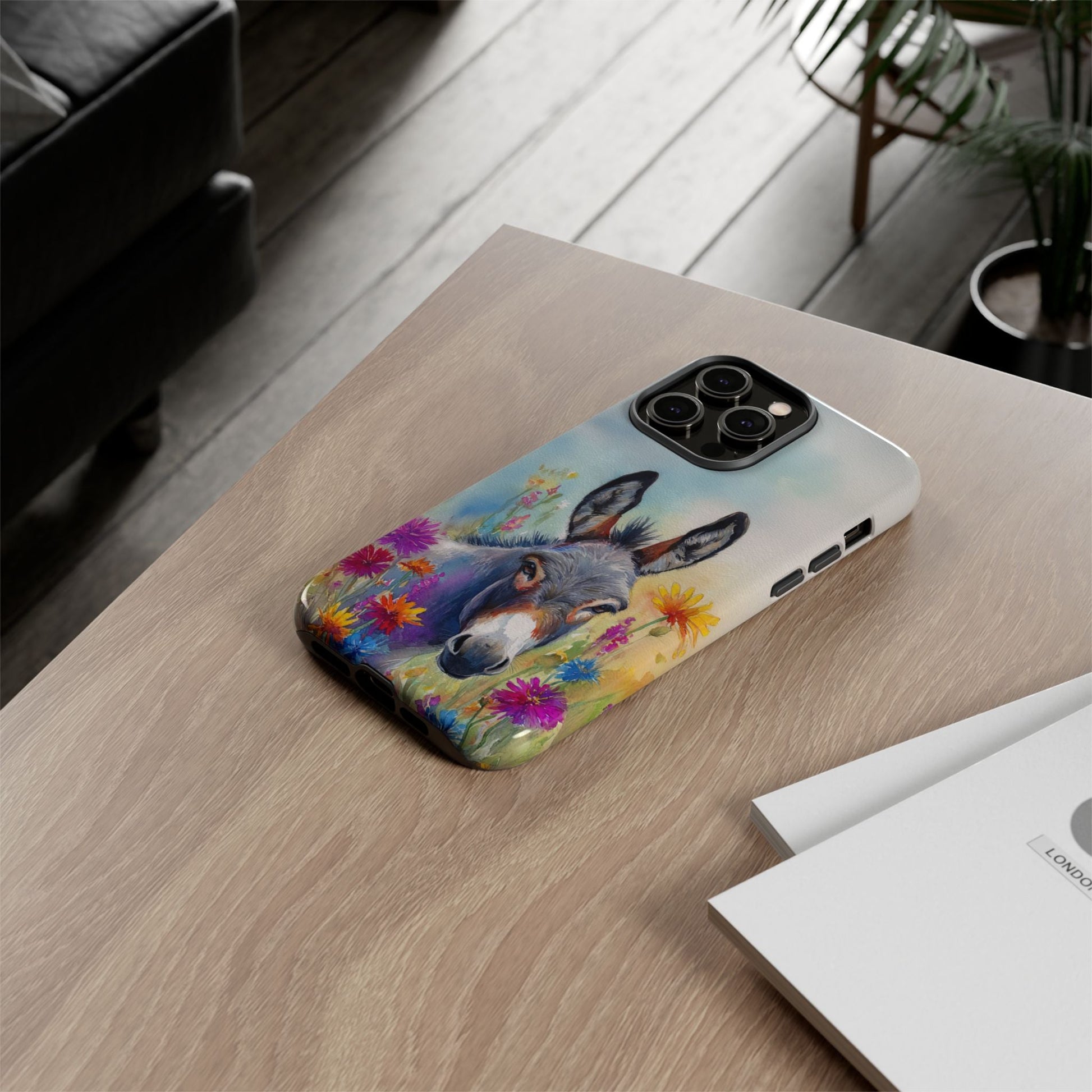 Donkey iPhone Case - Cute Floral Phone Cover, Two Layer Tough Phone Case - FlooredByArt