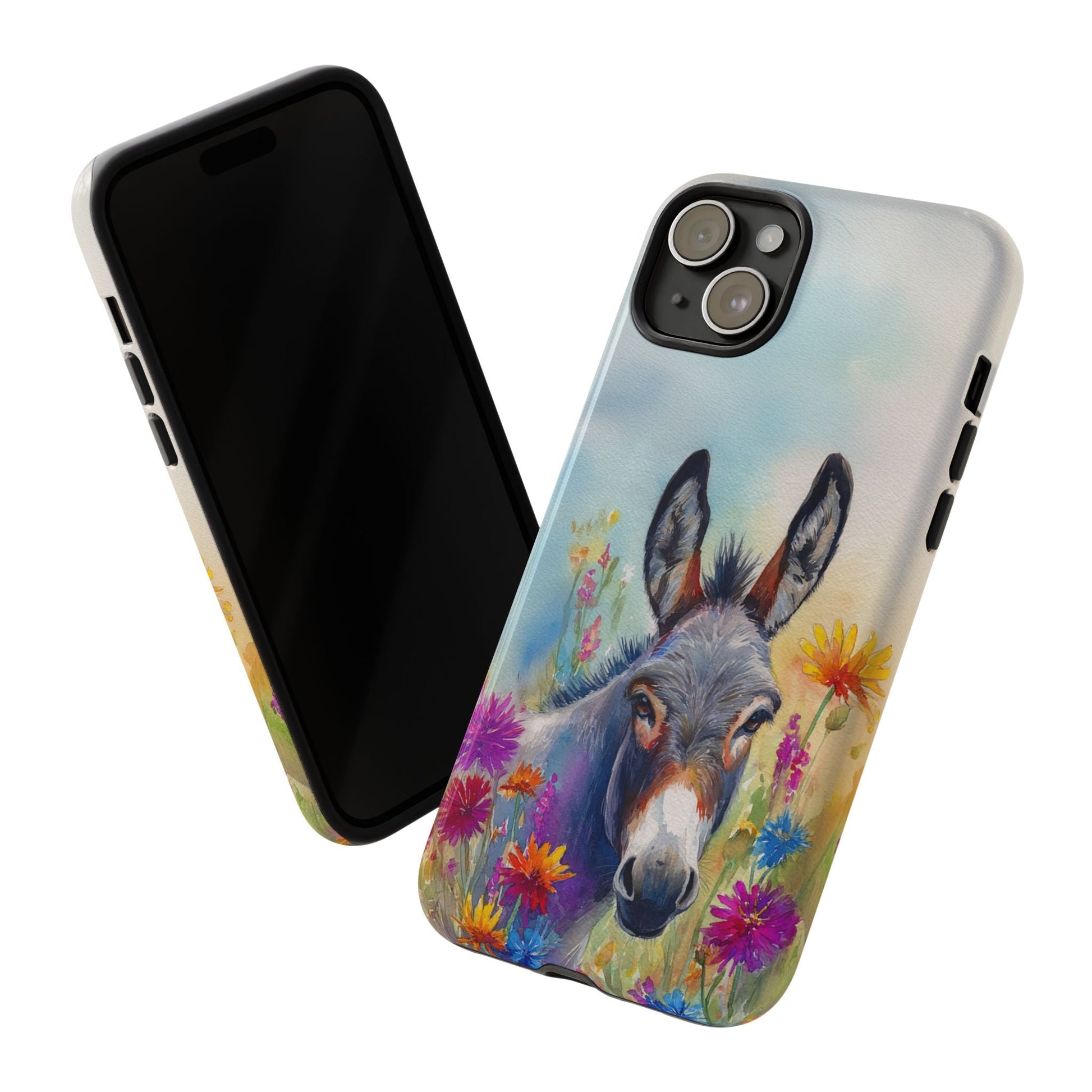 Donkey iPhone Case - Cute Floral Phone Cover, Two Layer Tough Phone Case - FlooredByArt