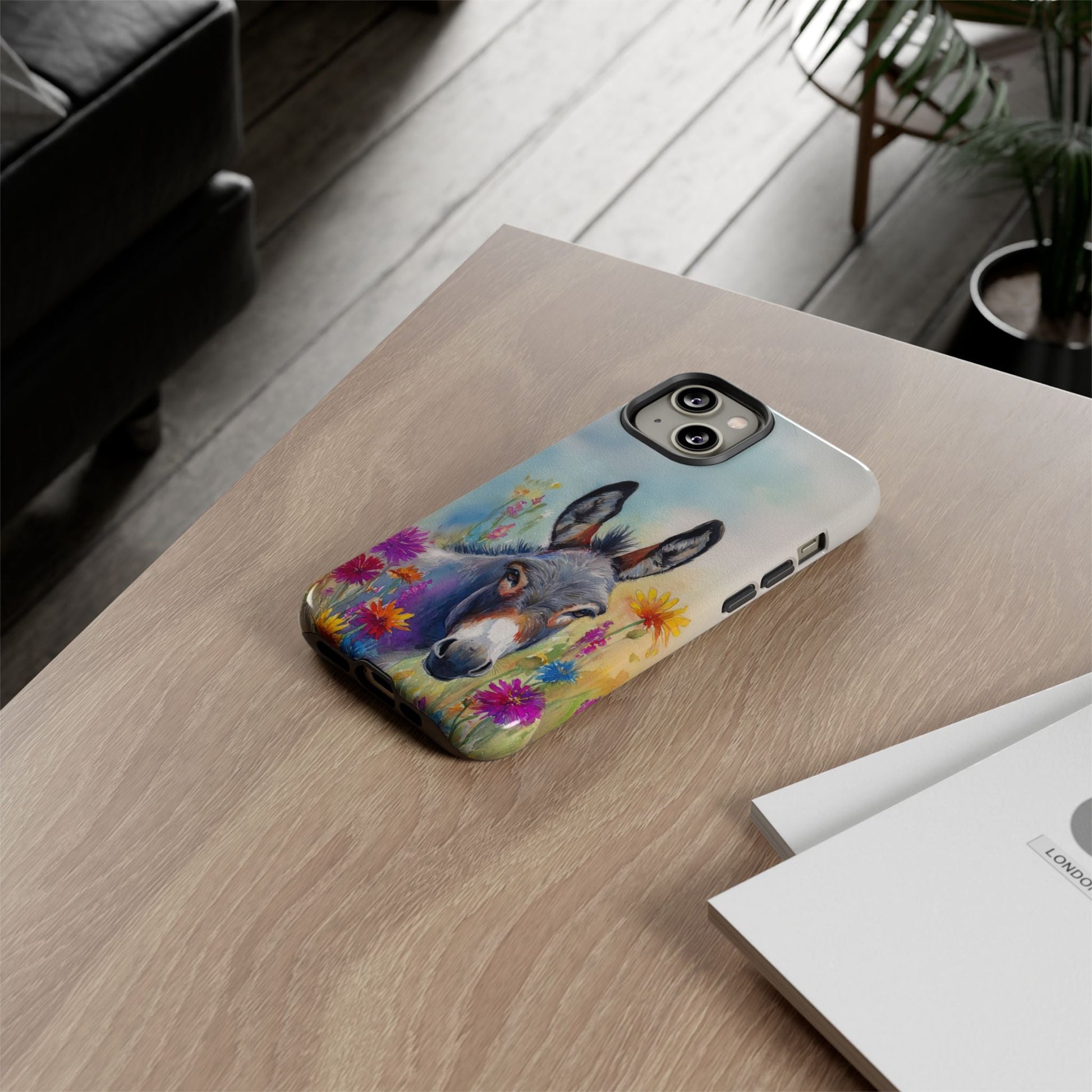 Donkey iPhone Case - Cute Floral Phone Cover, Two Layer Tough Phone Case - FlooredByArt