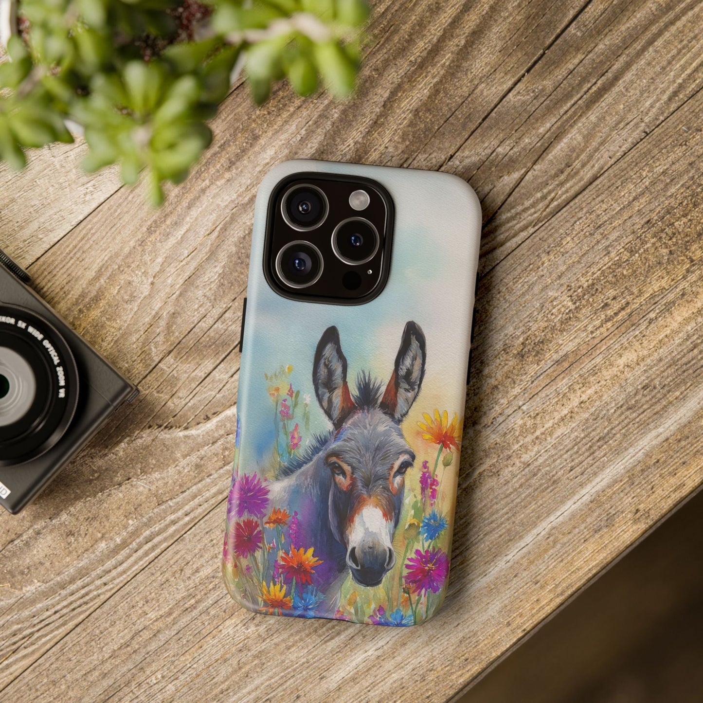 Donkey iPhone Case - Cute Floral Phone Cover, Two Layer Tough Phone Case - FlooredByArt