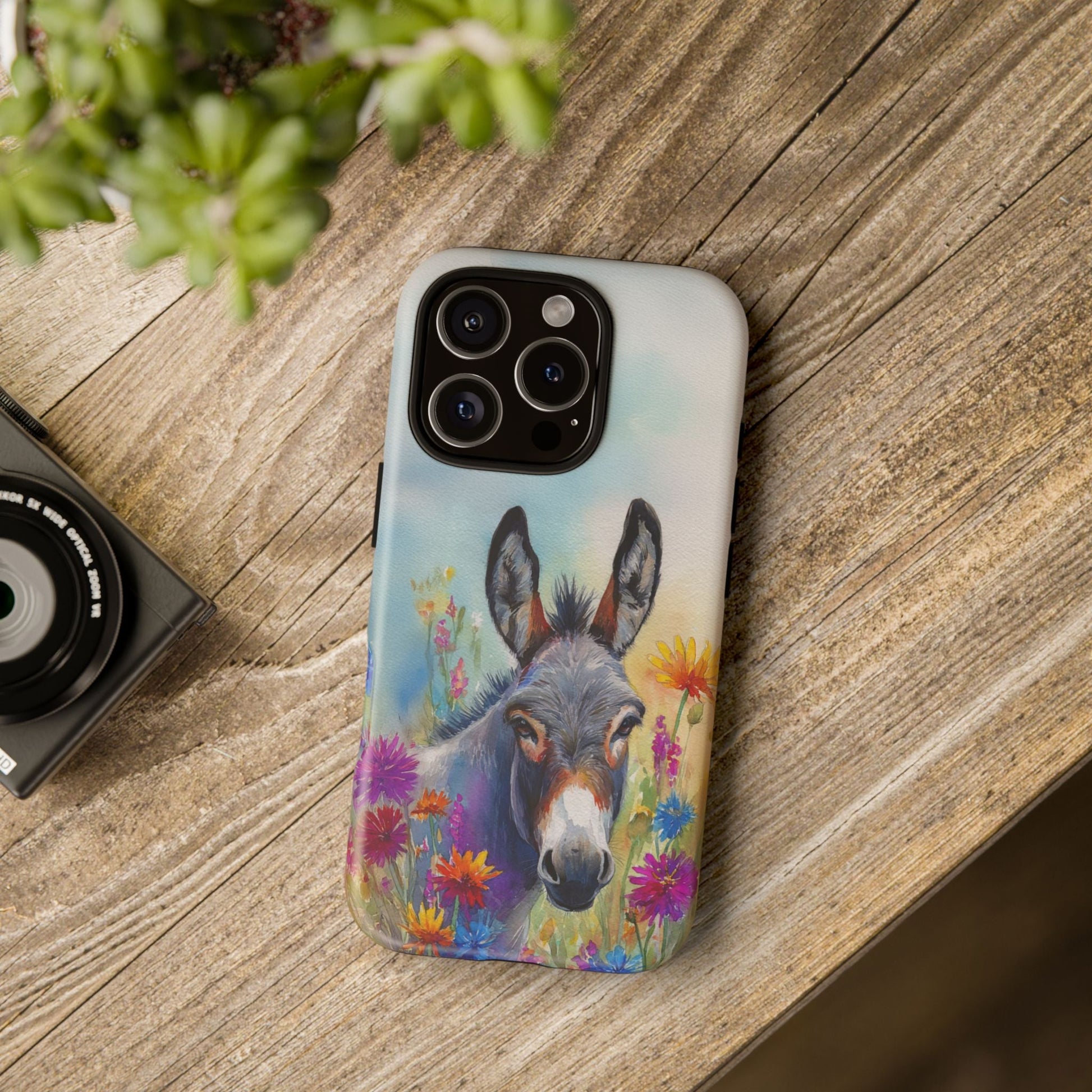 Donkey iPhone Case - Cute Floral Phone Cover, Two Layer Tough Phone Case - FlooredByArt