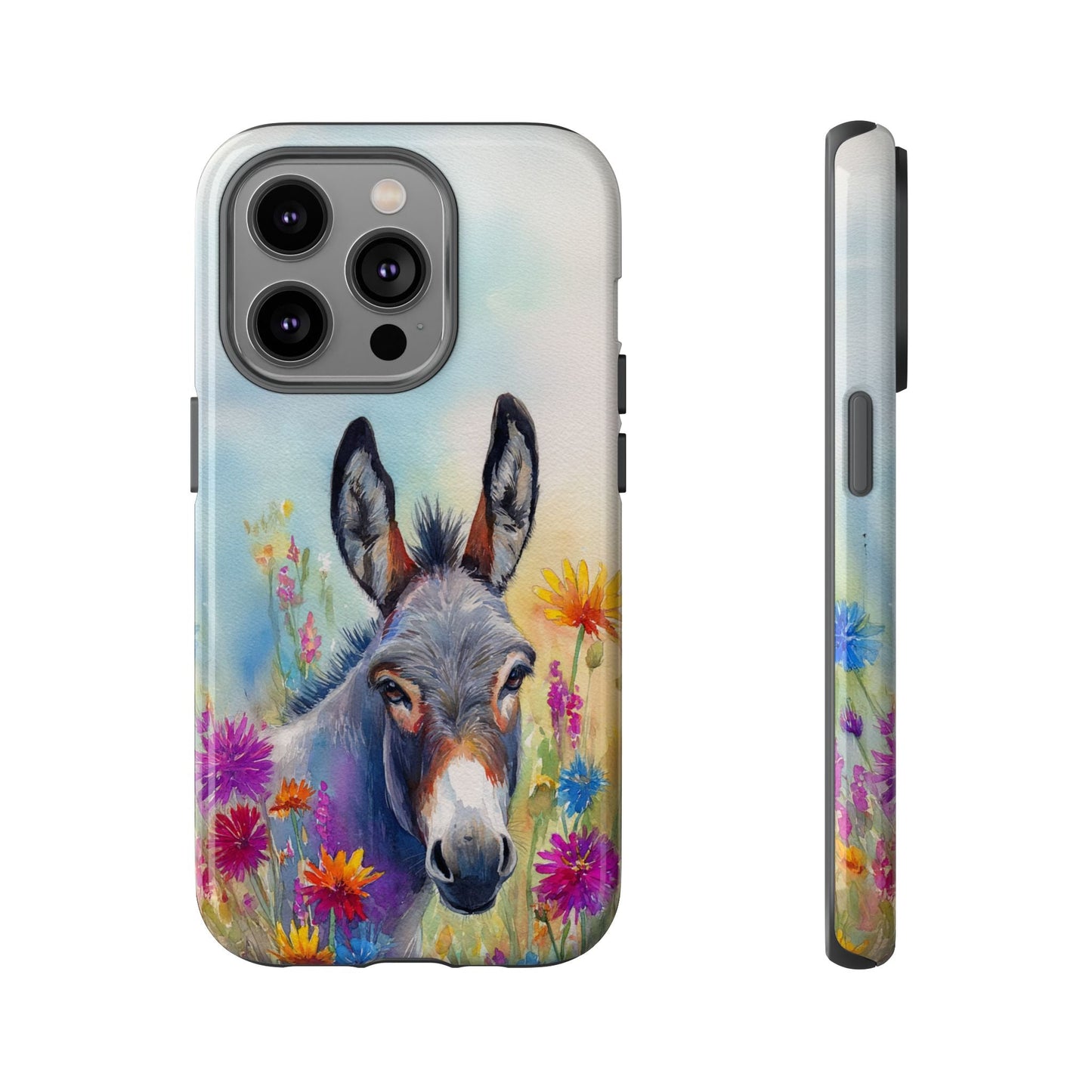 Donkey iPhone Case - Cute Floral Phone Cover, Two Layer Tough Phone Case - FlooredByArt