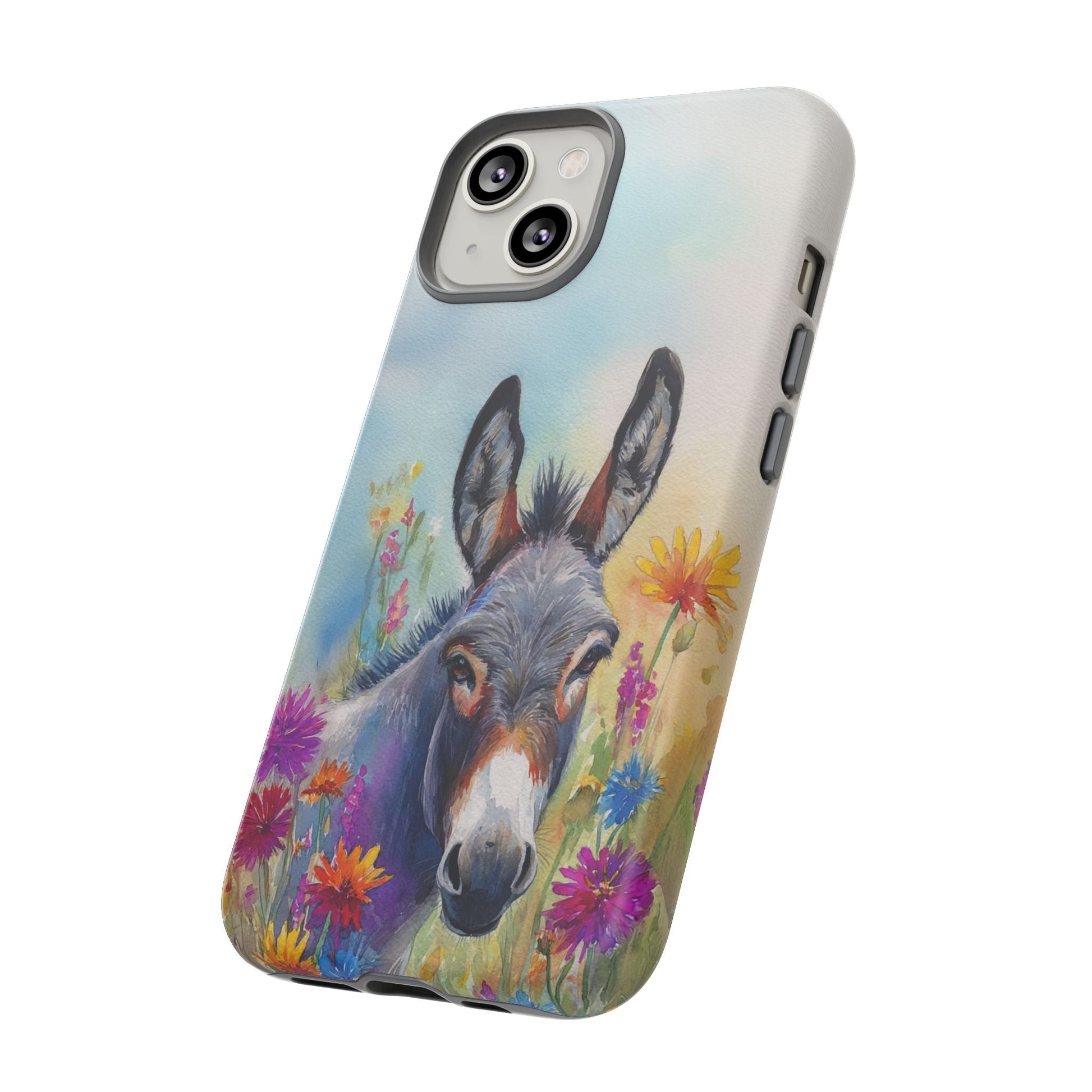 Donkey iPhone Case - Cute Floral Phone Cover, Two Layer Tough Phone Case - FlooredByArt