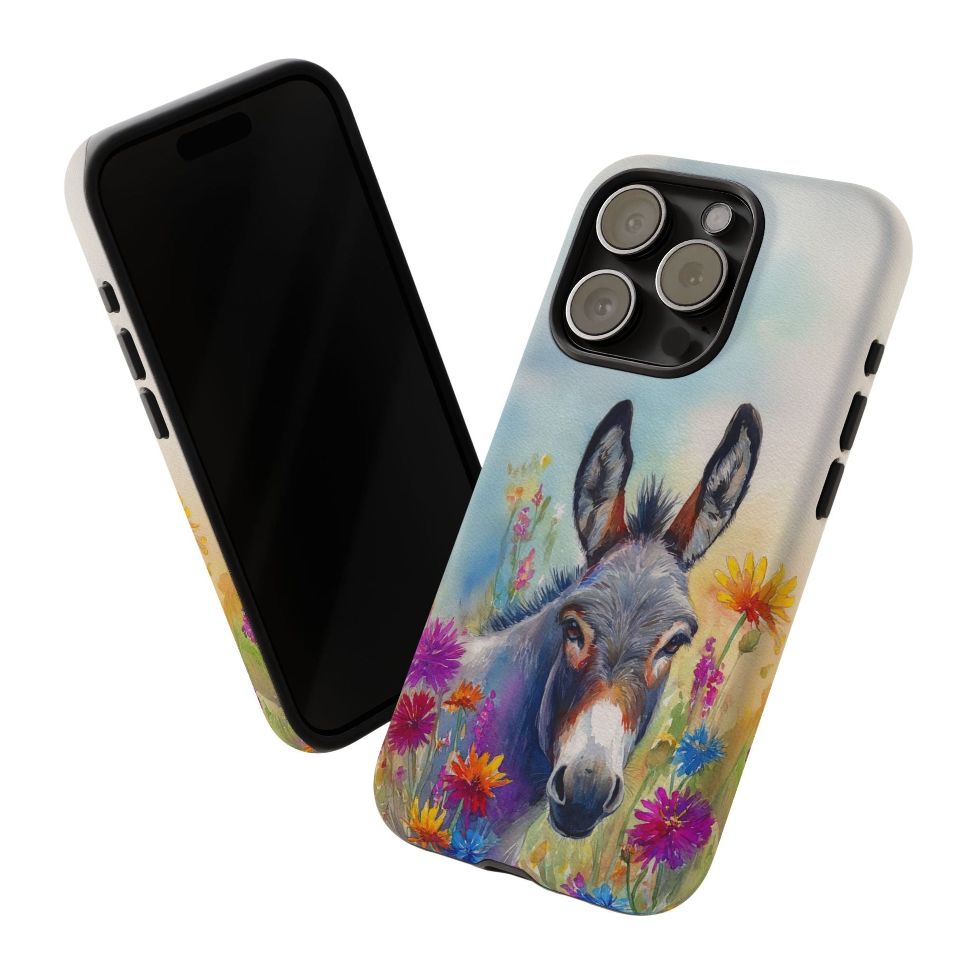 Donkey iPhone Case - Cute Floral Phone Cover, Two Layer Tough Phone Case - FlooredByArt