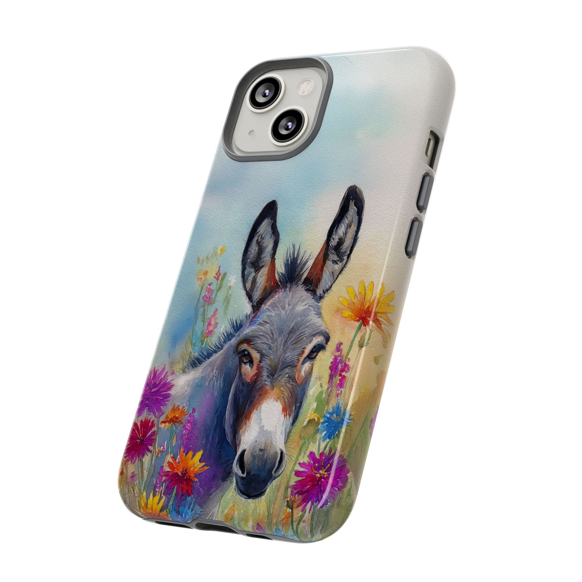 Donkey iPhone Case - Cute Floral Phone Cover, Two Layer Tough Phone Case - FlooredByArt