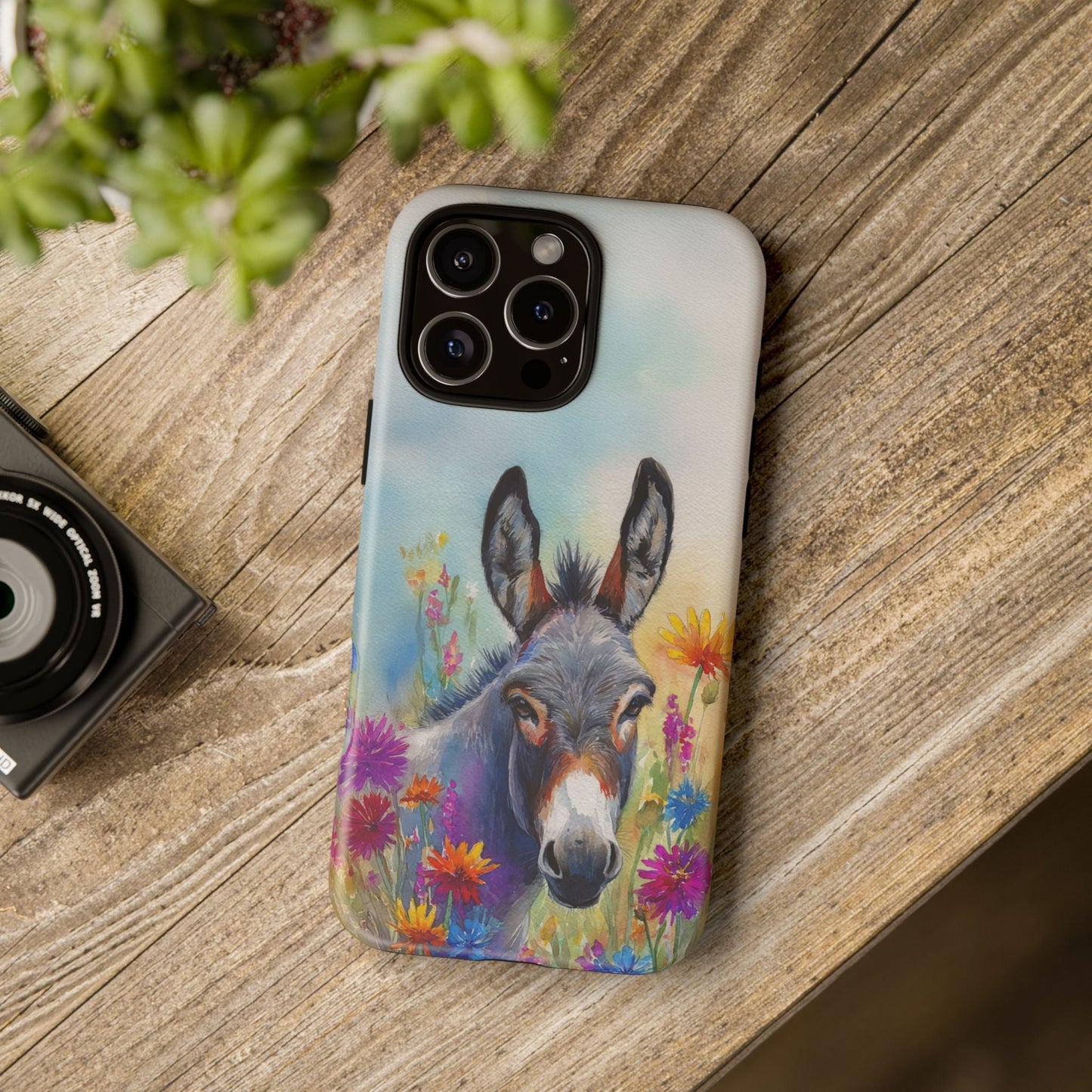 Donkey iPhone Case - Cute Floral Phone Cover, Two Layer Tough Phone Case - FlooredByArt