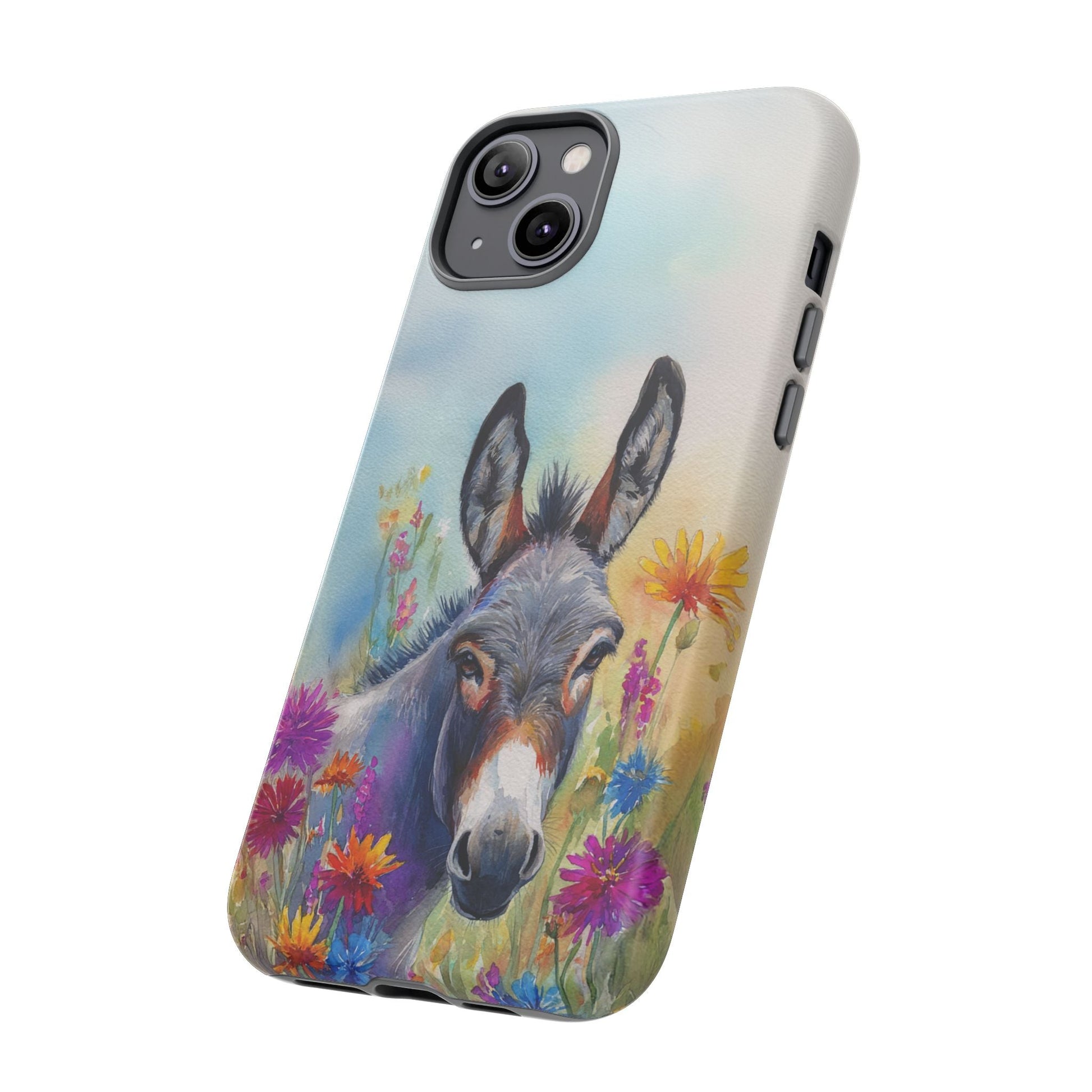 Donkey iPhone Case - Cute Floral Phone Cover, Two Layer Tough Phone Case - FlooredByArt