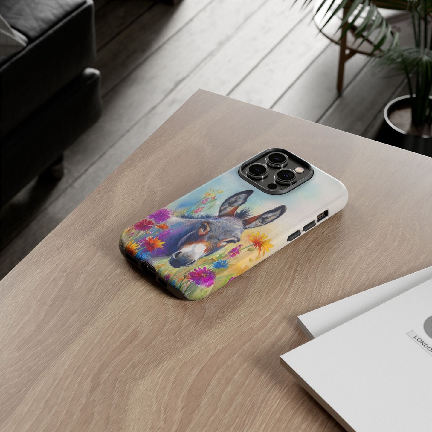 Donkey iPhone Case - Cute Floral Phone Cover, Two Layer Tough Phone Case - FlooredByArt
