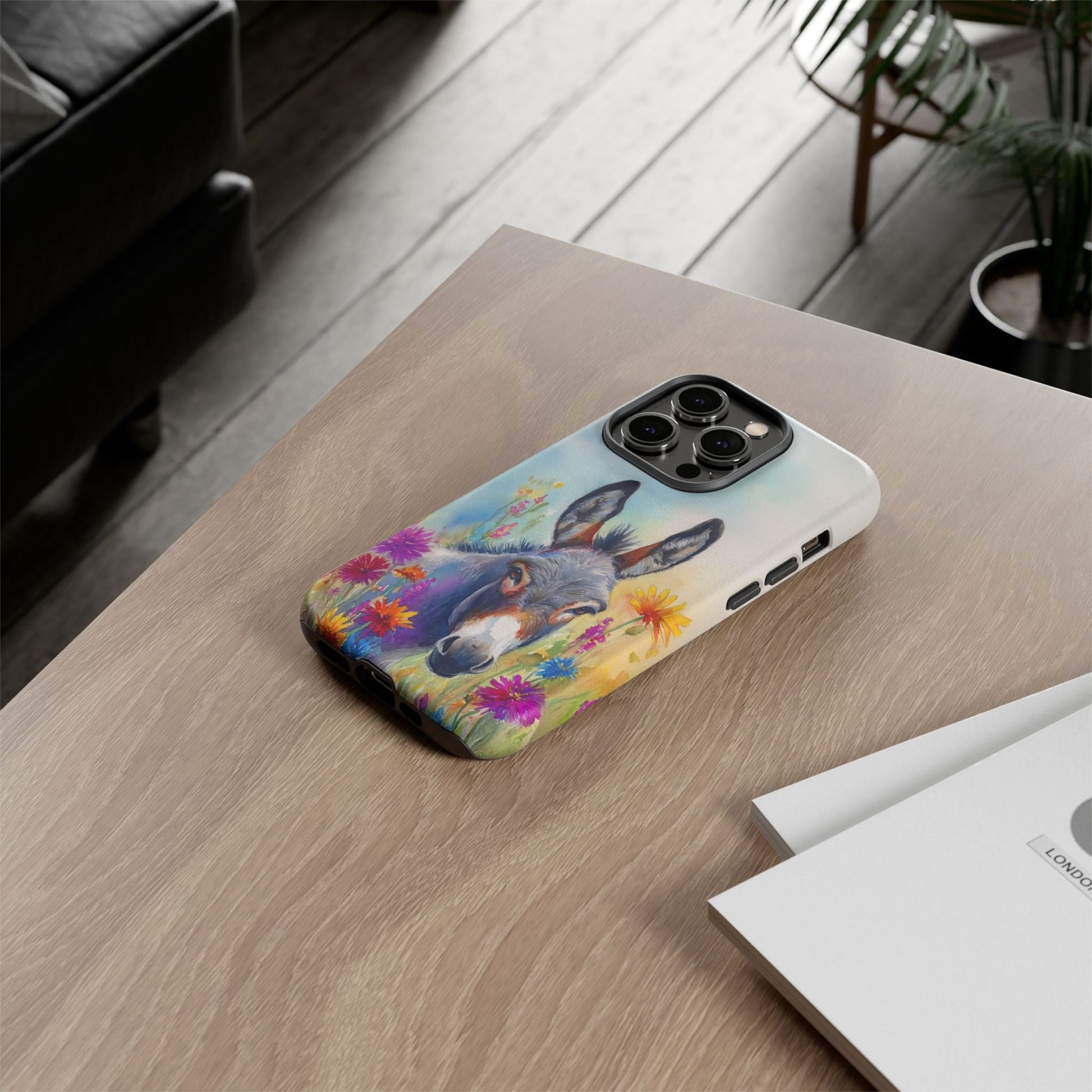 Donkey iPhone Case - Cute Floral Phone Cover, Two Layer Tough Phone Case - FlooredByArt