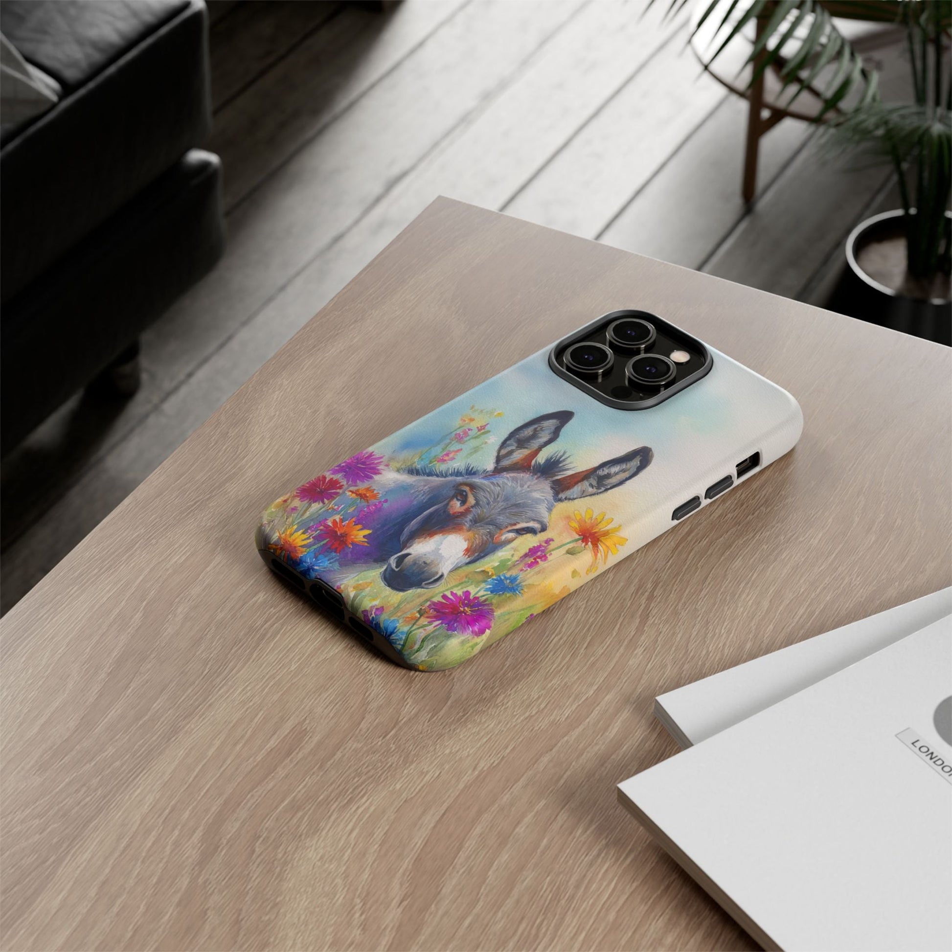 Donkey iPhone Case - Cute Floral Phone Cover, Two Layer Tough Phone Case - FlooredByArt