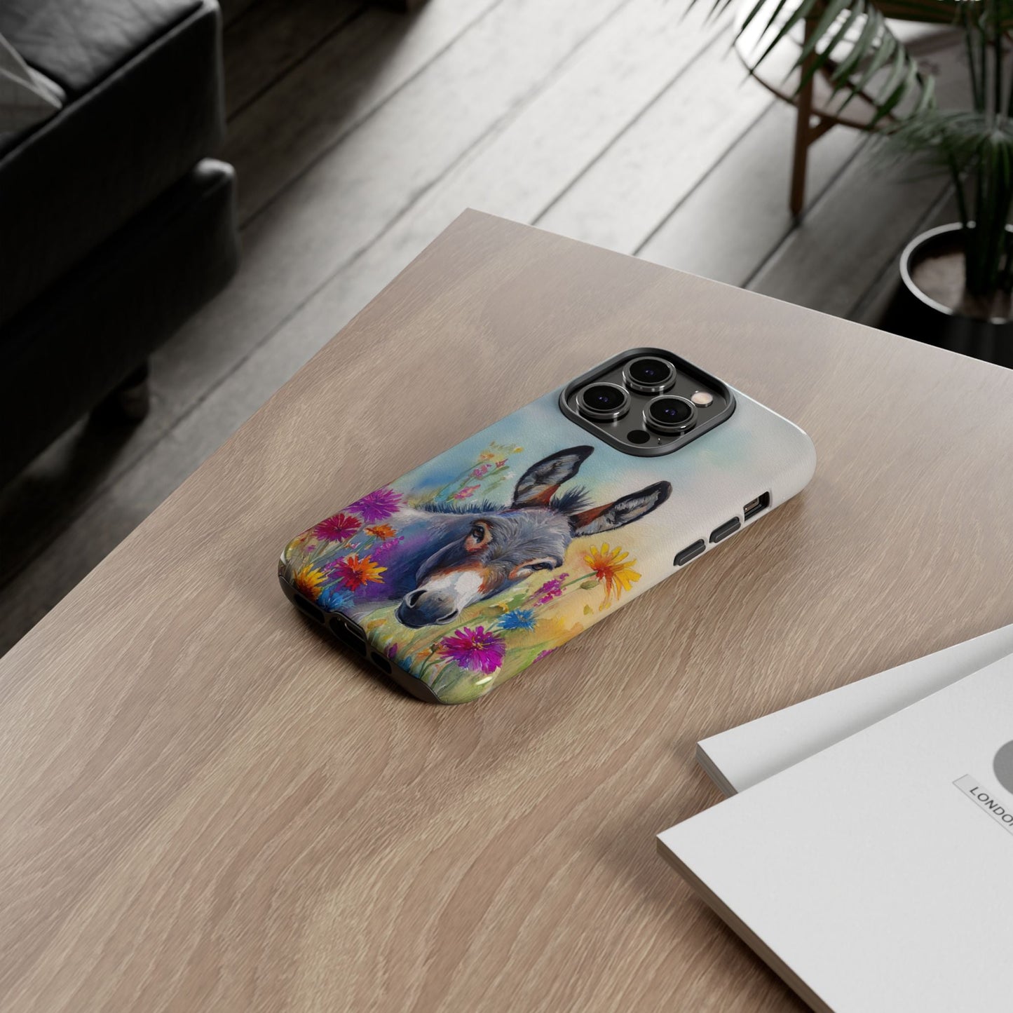 Donkey iPhone Case - Cute Floral Phone Cover, Two Layer Tough Phone Case - FlooredByArt
