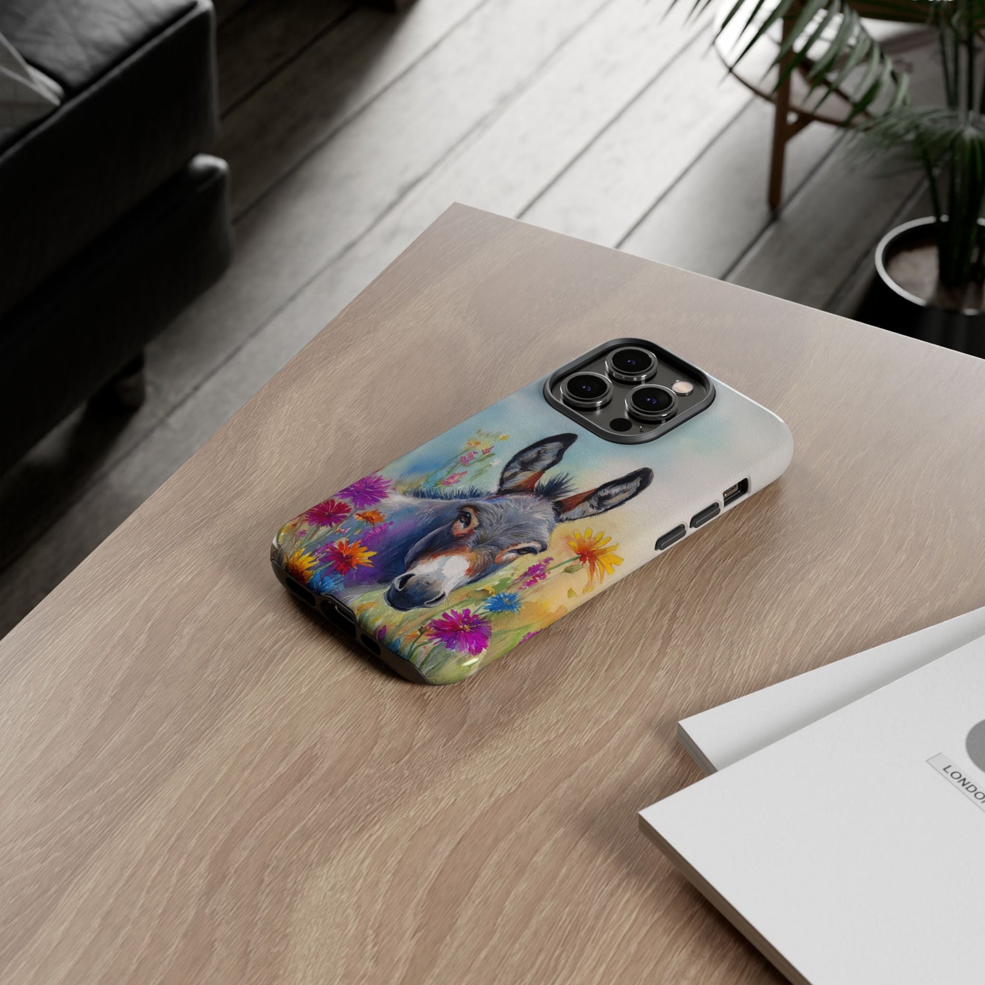 Donkey iPhone Case - Cute Floral Phone Cover, Two Layer Tough Phone Case - FlooredByArt