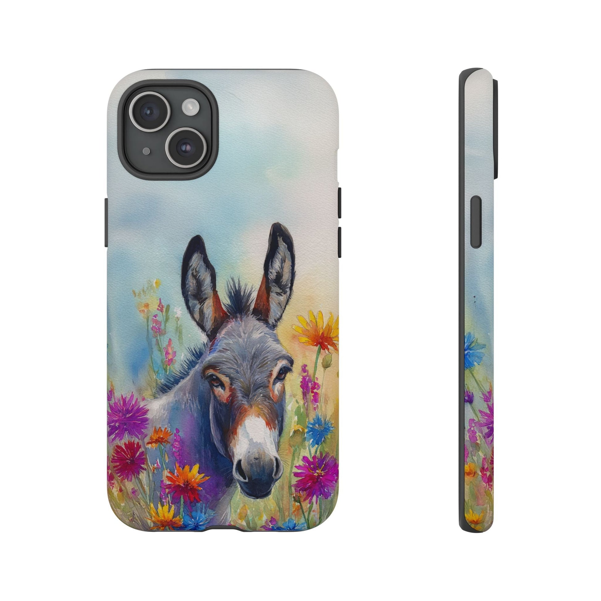 Donkey iPhone Case - Cute Floral Phone Cover, Two Layer Tough Phone Case - FlooredByArt
