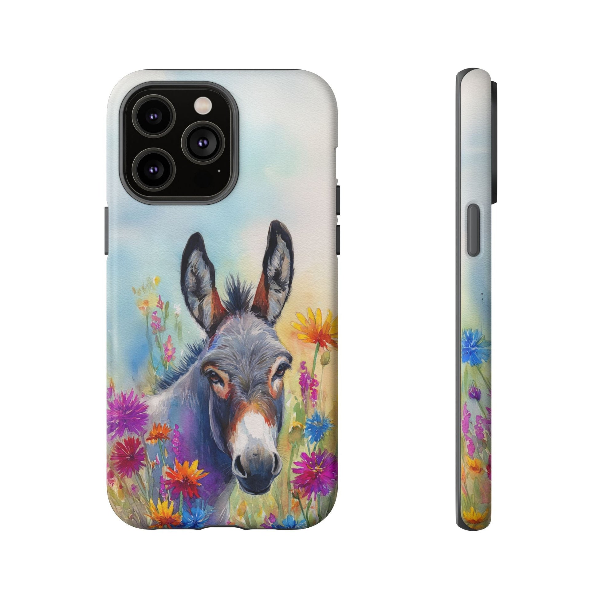 Donkey iPhone Case - Cute Floral Phone Cover, Two Layer Tough Phone Case - FlooredByArt