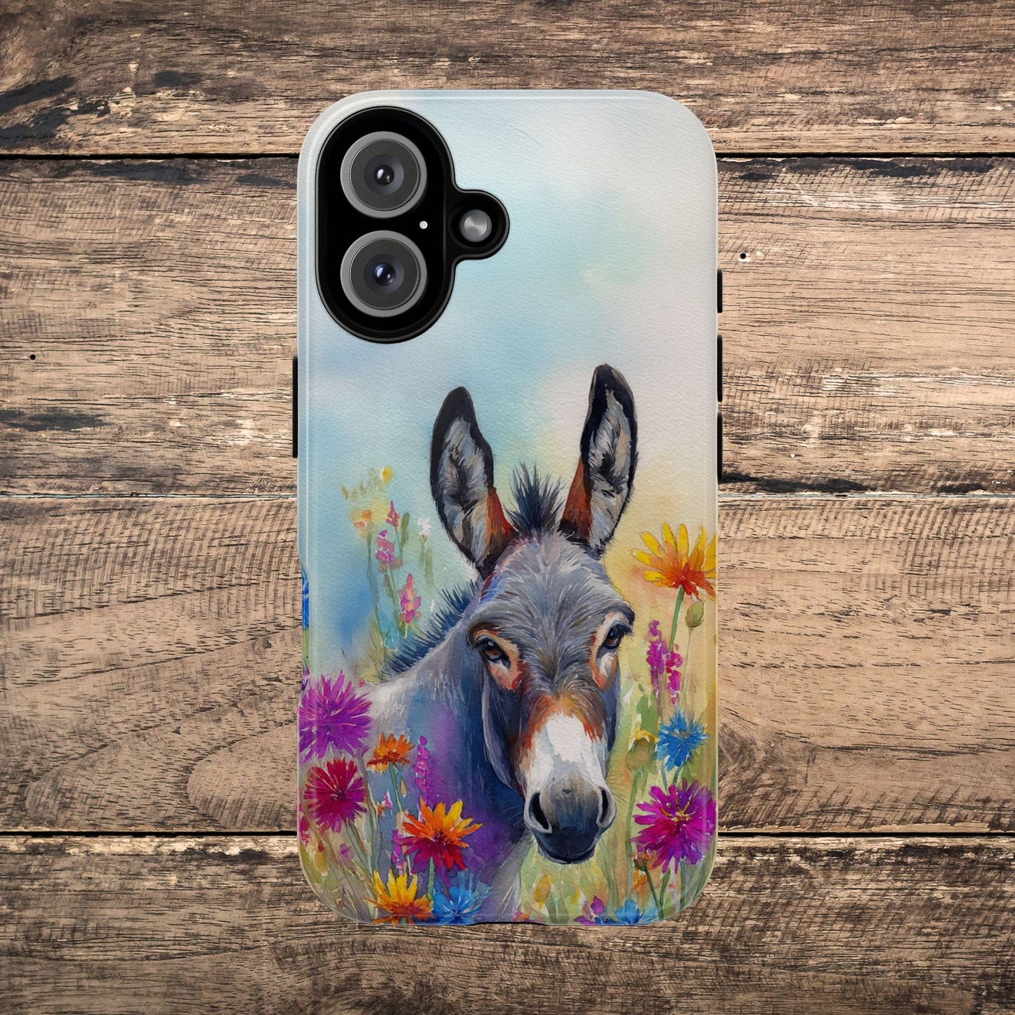 Donkey iPhone Case - Cute Floral Phone Cover, Two Layer Tough Phone Case - FlooredByArt