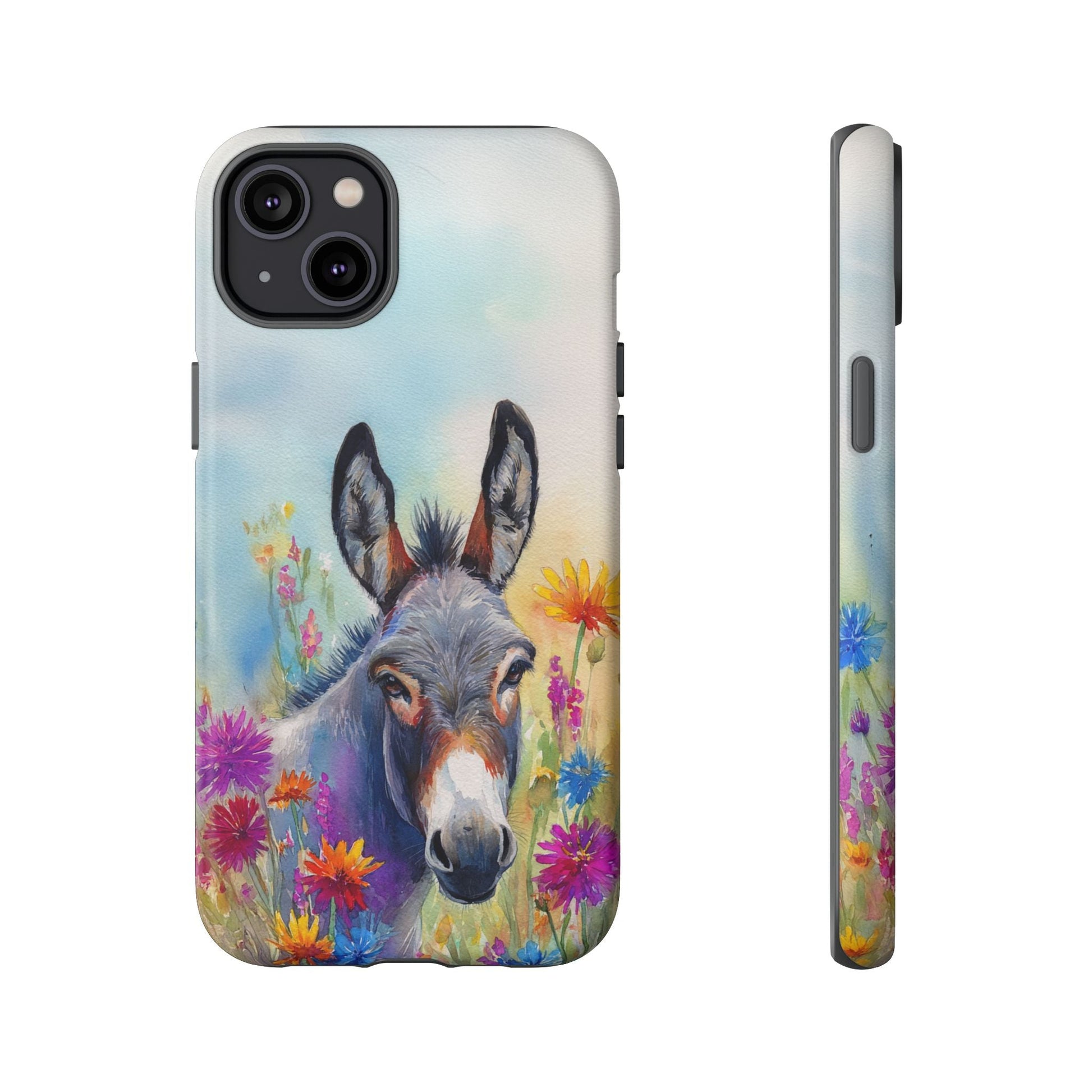 Donkey iPhone Case - Cute Floral Phone Cover, Two Layer Tough Phone Case - FlooredByArt