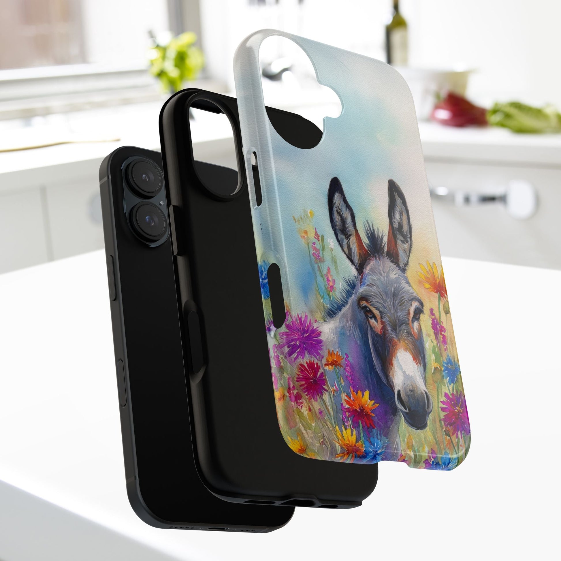 Donkey iPhone Case - Cute Floral Phone Cover, Two Layer Tough Phone Case - FlooredByArt