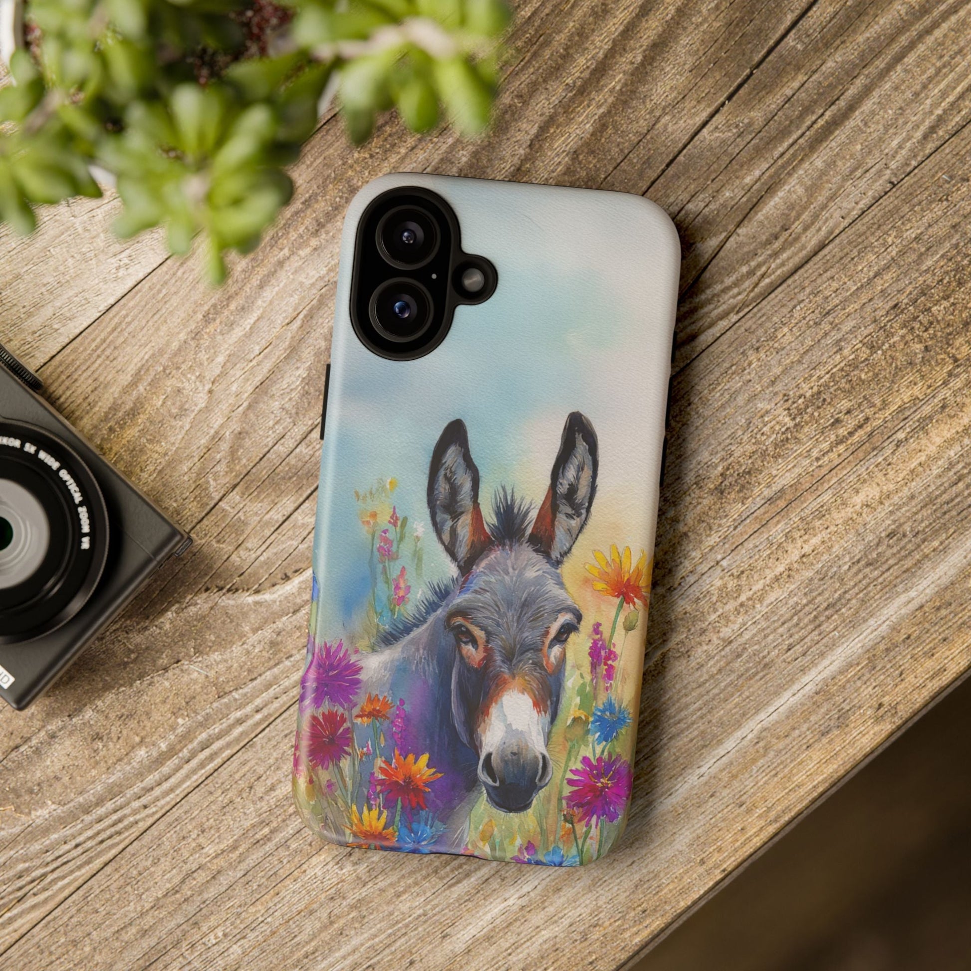 Donkey iPhone Case - Cute Floral Phone Cover, Two Layer Tough Phone Case - FlooredByArt