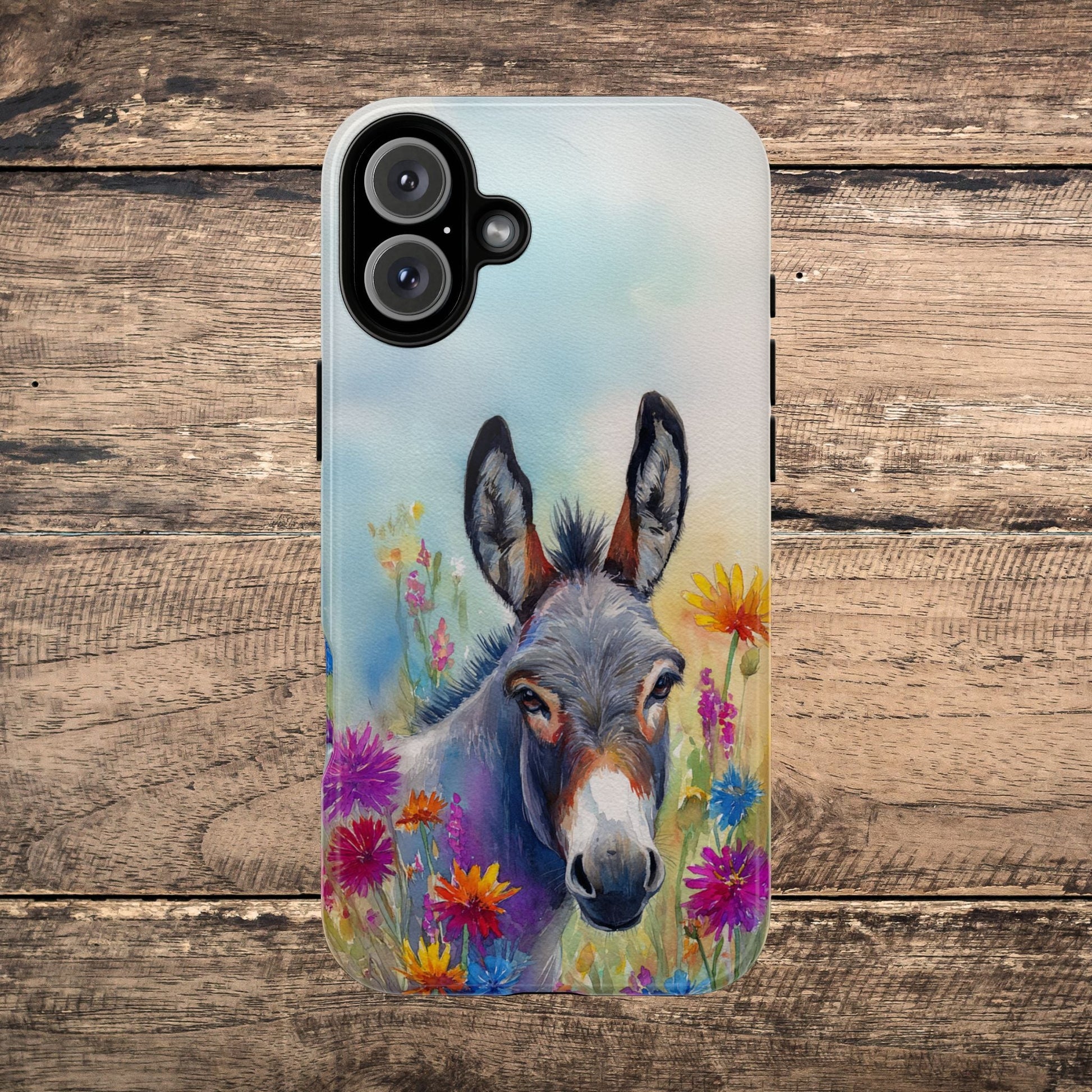 Donkey iPhone Case - Cute Floral Phone Cover, Two Layer Tough Phone Case - FlooredByArt