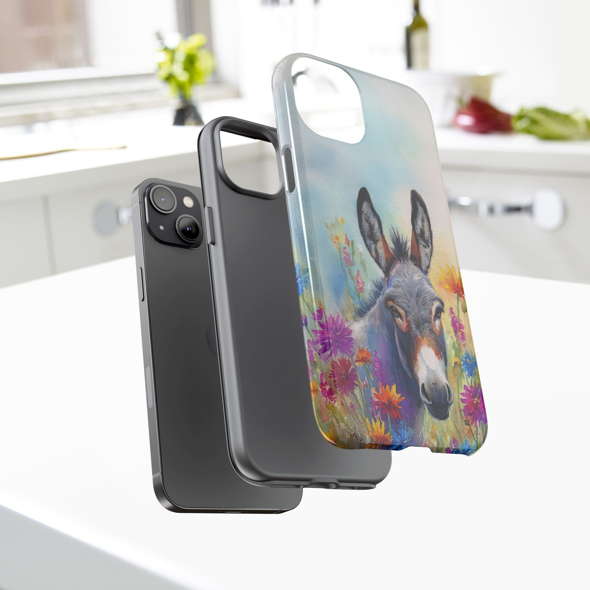 Donkey iPhone Case - Cute Floral Phone Cover, Two Layer Tough Phone Case - FlooredByArt