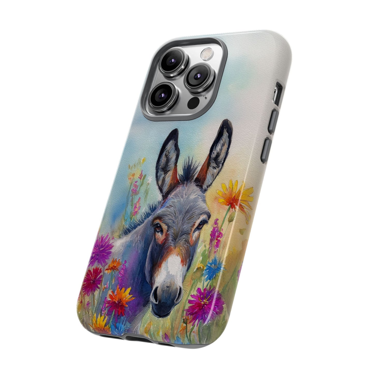 Donkey iPhone Case - Cute Floral Phone Cover, Two Layer Tough Phone Case - FlooredByArt