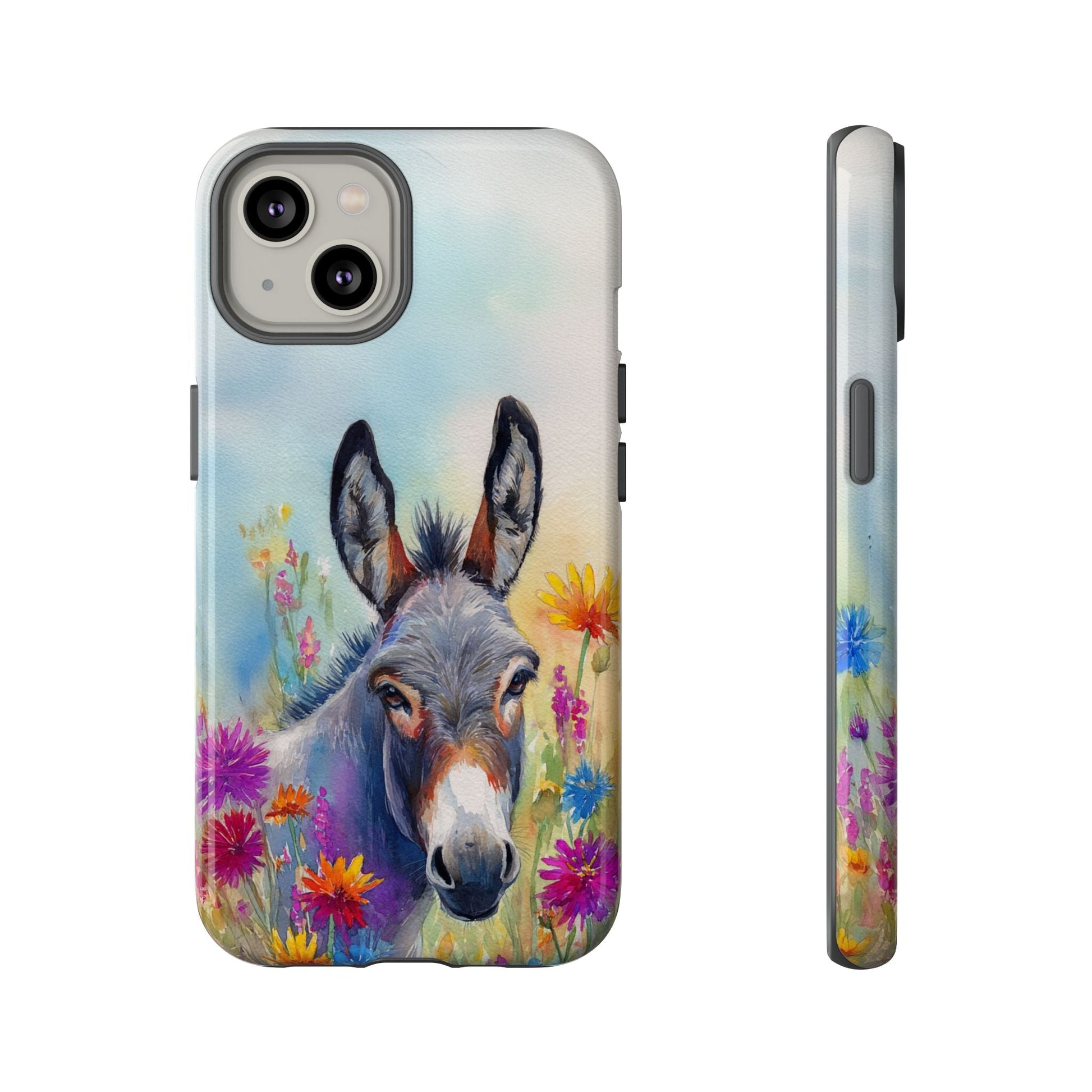 Donkey iPhone Case - Cute Floral Phone Cover, Two Layer Tough Phone Case - FlooredByArt