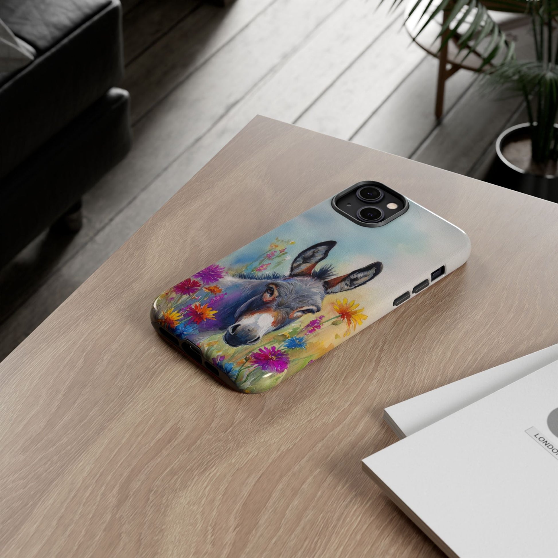 Donkey iPhone Case - Cute Floral Phone Cover, Two Layer Tough Phone Case - FlooredByArt