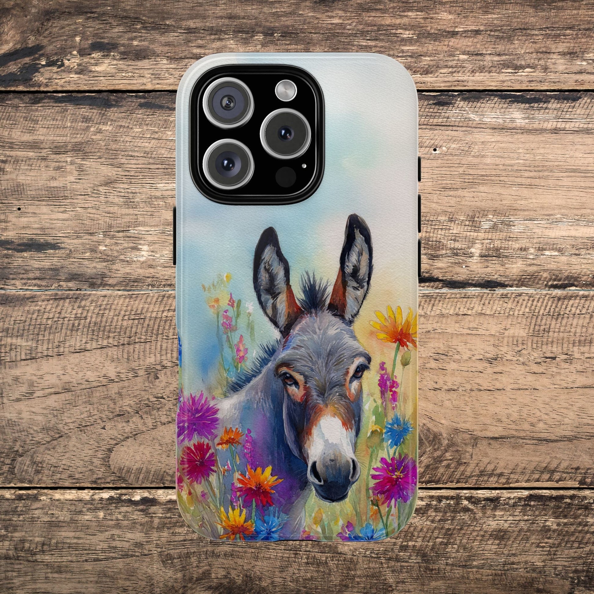 Donkey iPhone Case - Cute Floral Phone Cover, Two Layer Tough Phone Case - FlooredByArt