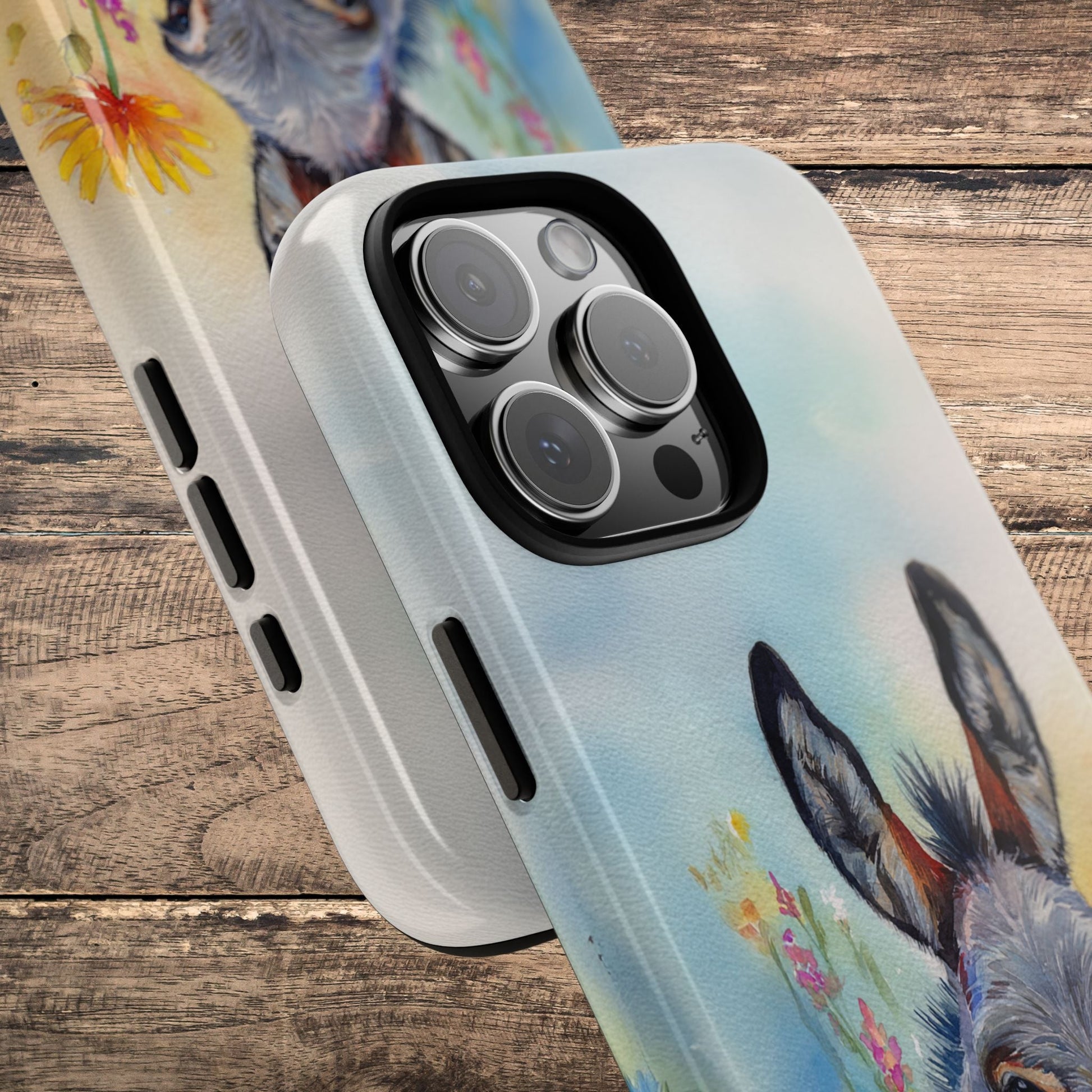 Donkey iPhone Case - Cute Floral Phone Cover, Two Layer Tough Phone Case - FlooredByArt