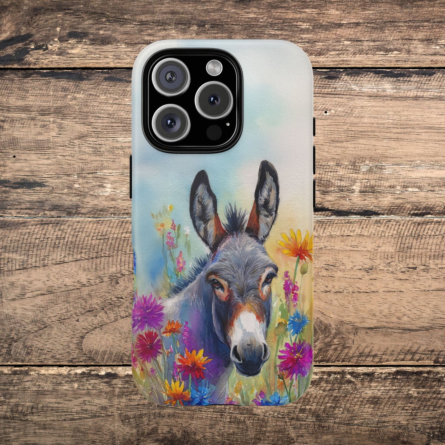 Donkey iPhone Case - Cute Floral Phone Cover, Two Layer Tough Phone Case - FlooredByArt