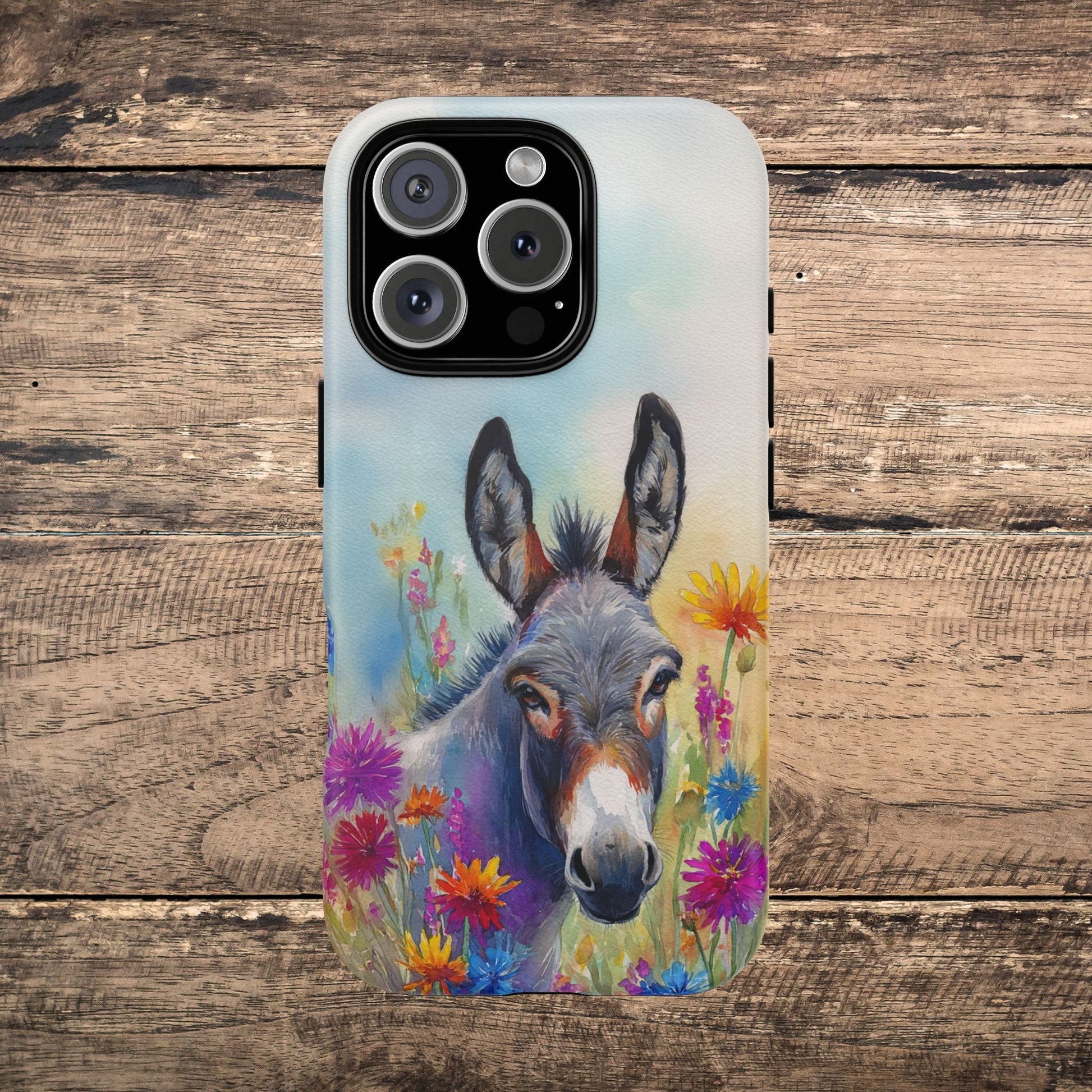 Donkey iPhone Case - Cute Floral Phone Cover, Two Layer Tough Phone Case - FlooredByArt